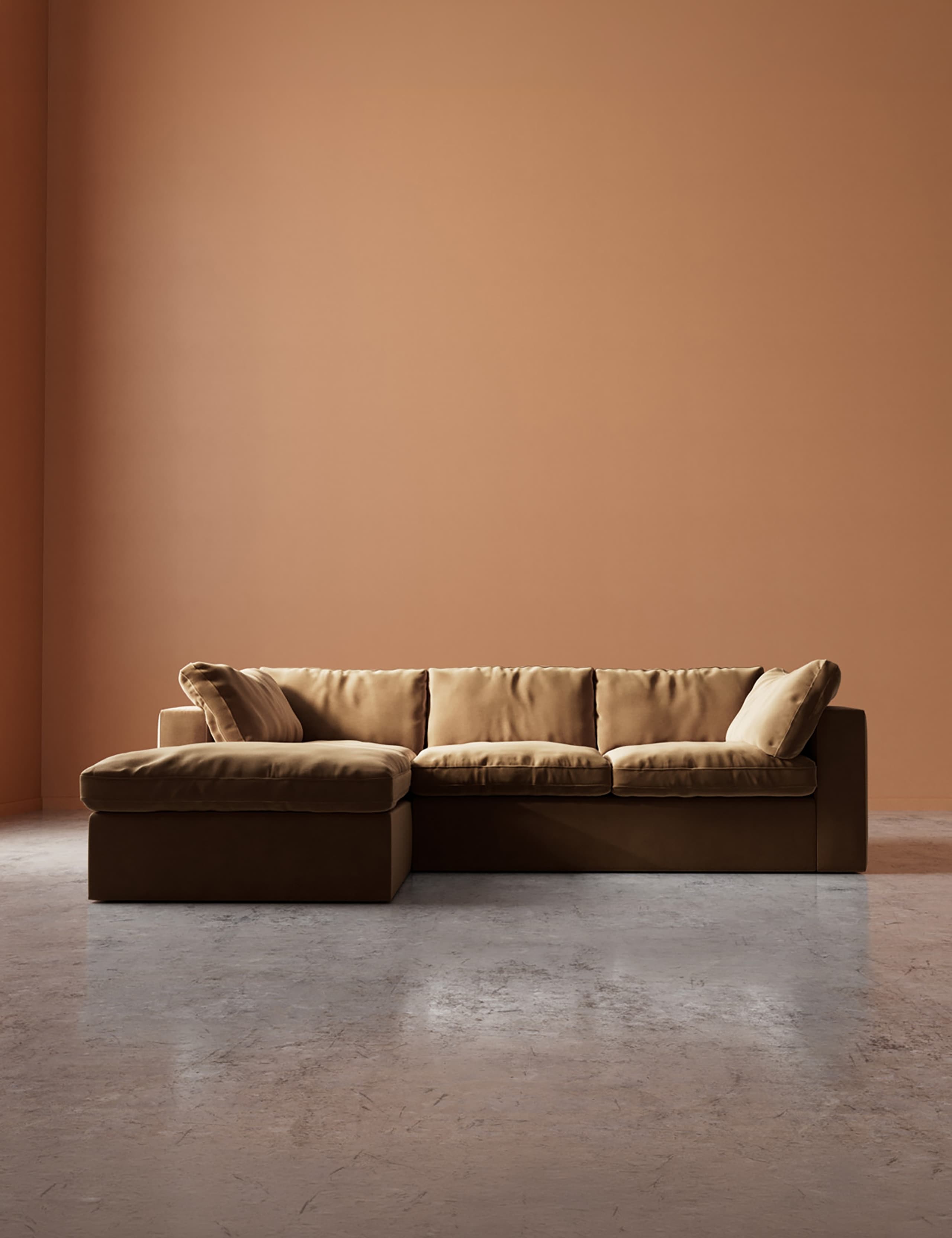 Easy Velvet Left Corner Sofa