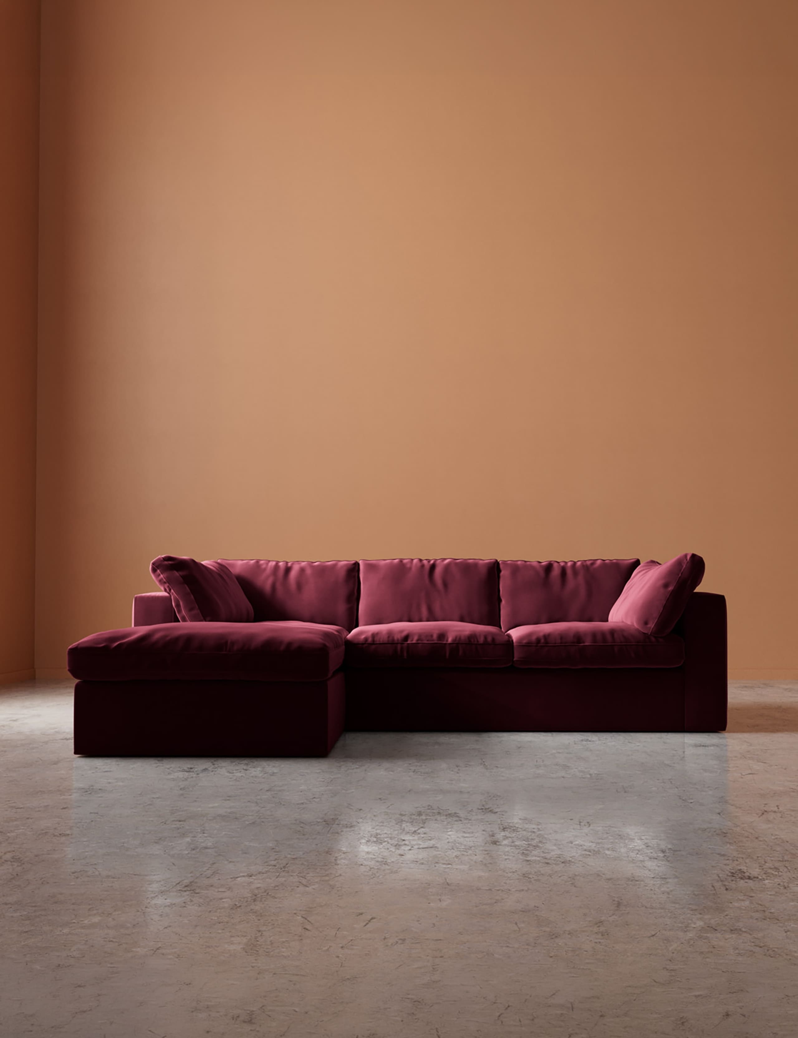 Easy Velvet Left Corner Sofa