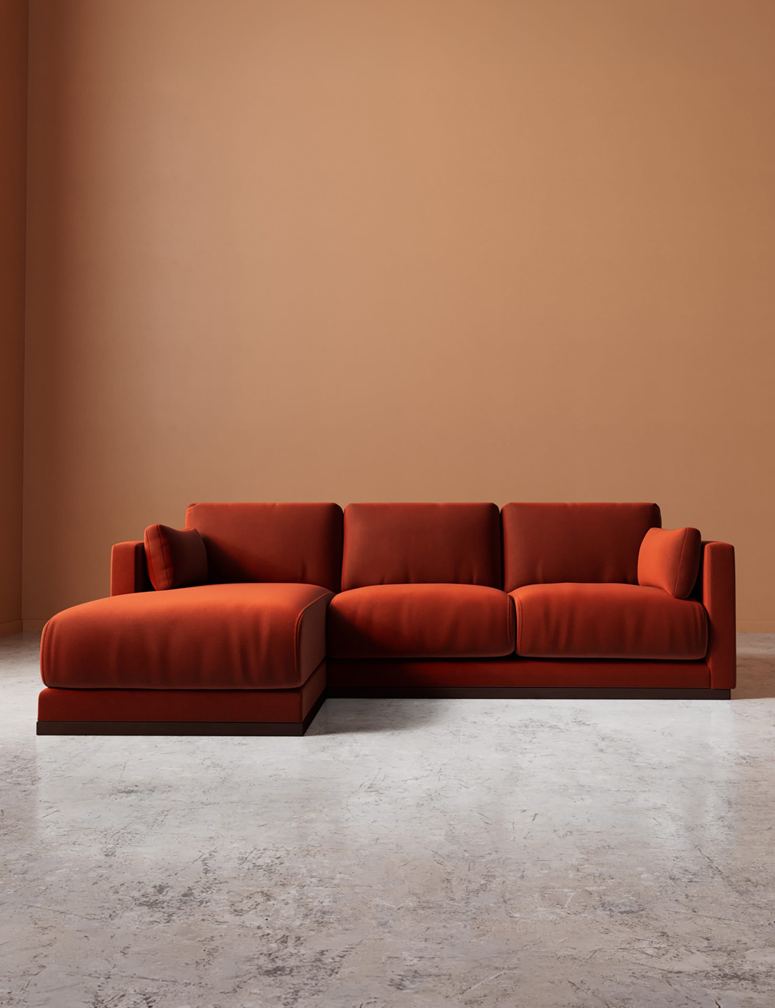 Crushed Velvet Left Corner Sofa
