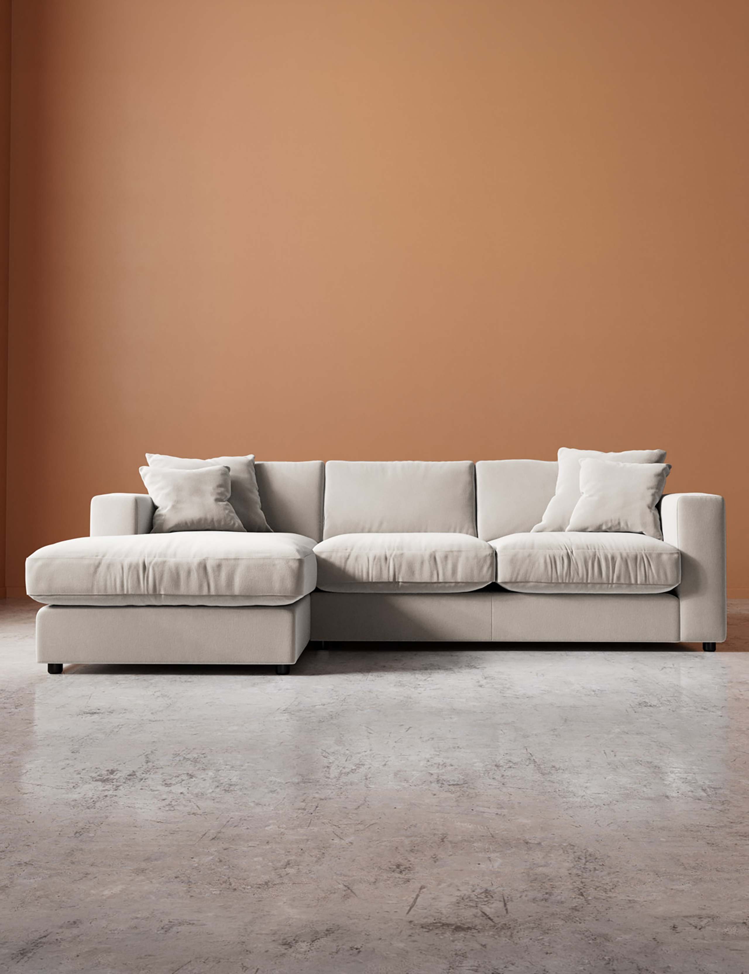 Crushed Velvet Left Corner Sofa
