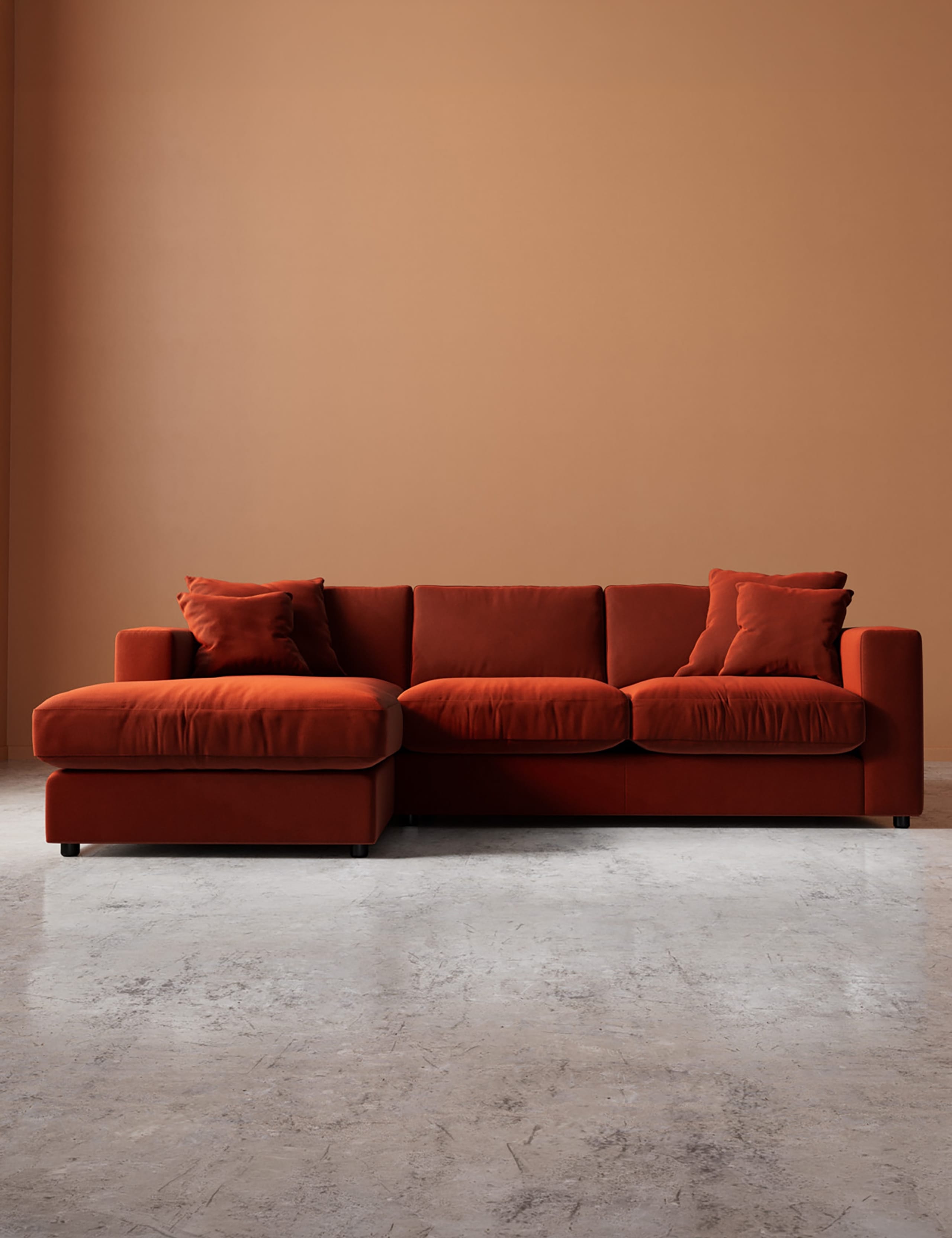 Crushed Velvet Left Corner Sofa