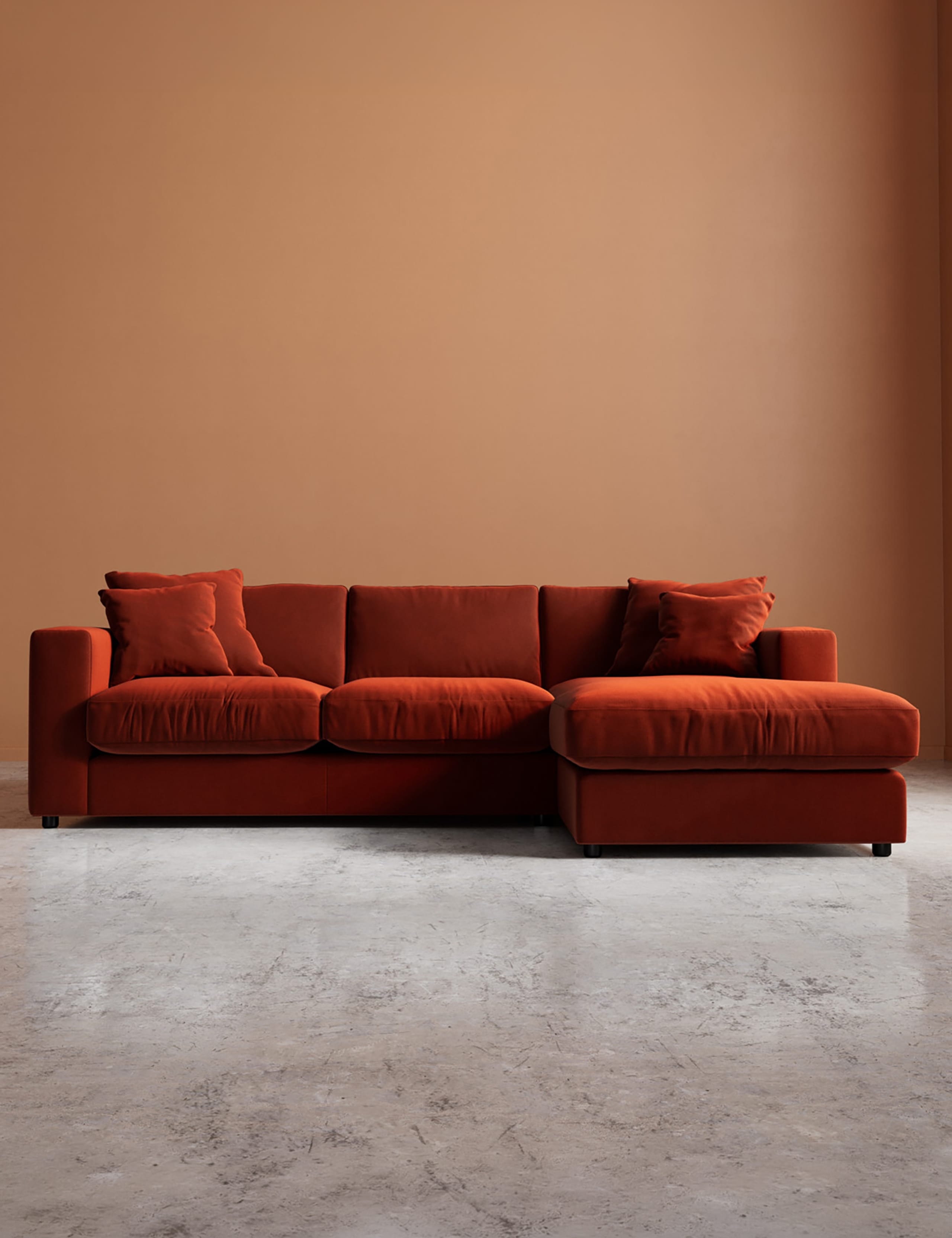 Crushed Velvet Right Corner Sofa