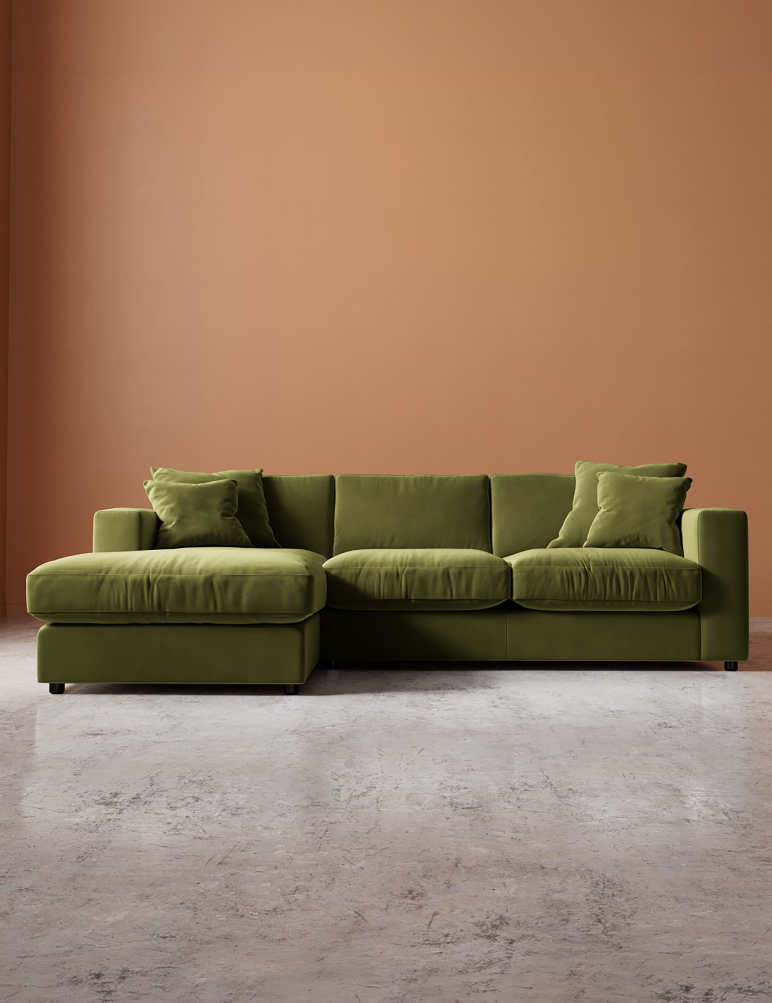 Easy Velvet Left Corner Sofa