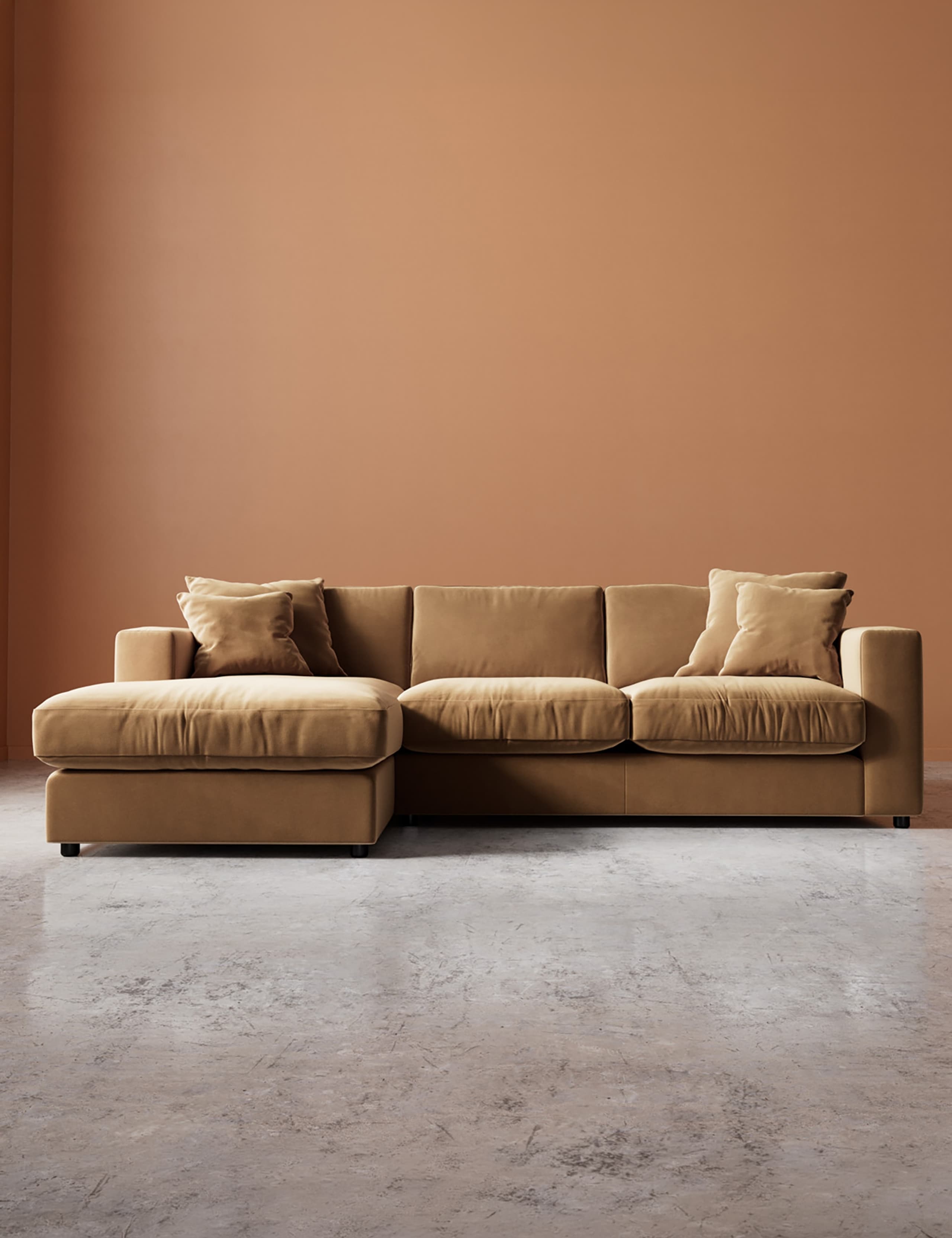 Easy Velvet Left Corner Sofa
