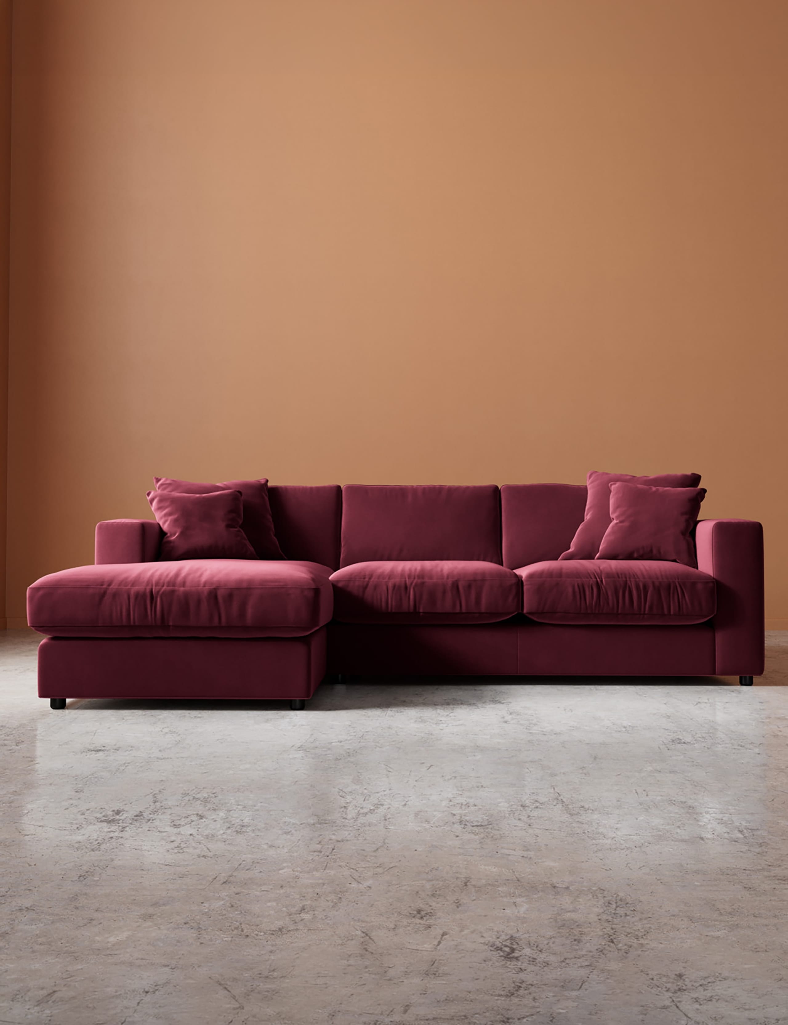 Easy Velvet Left Corner Sofa