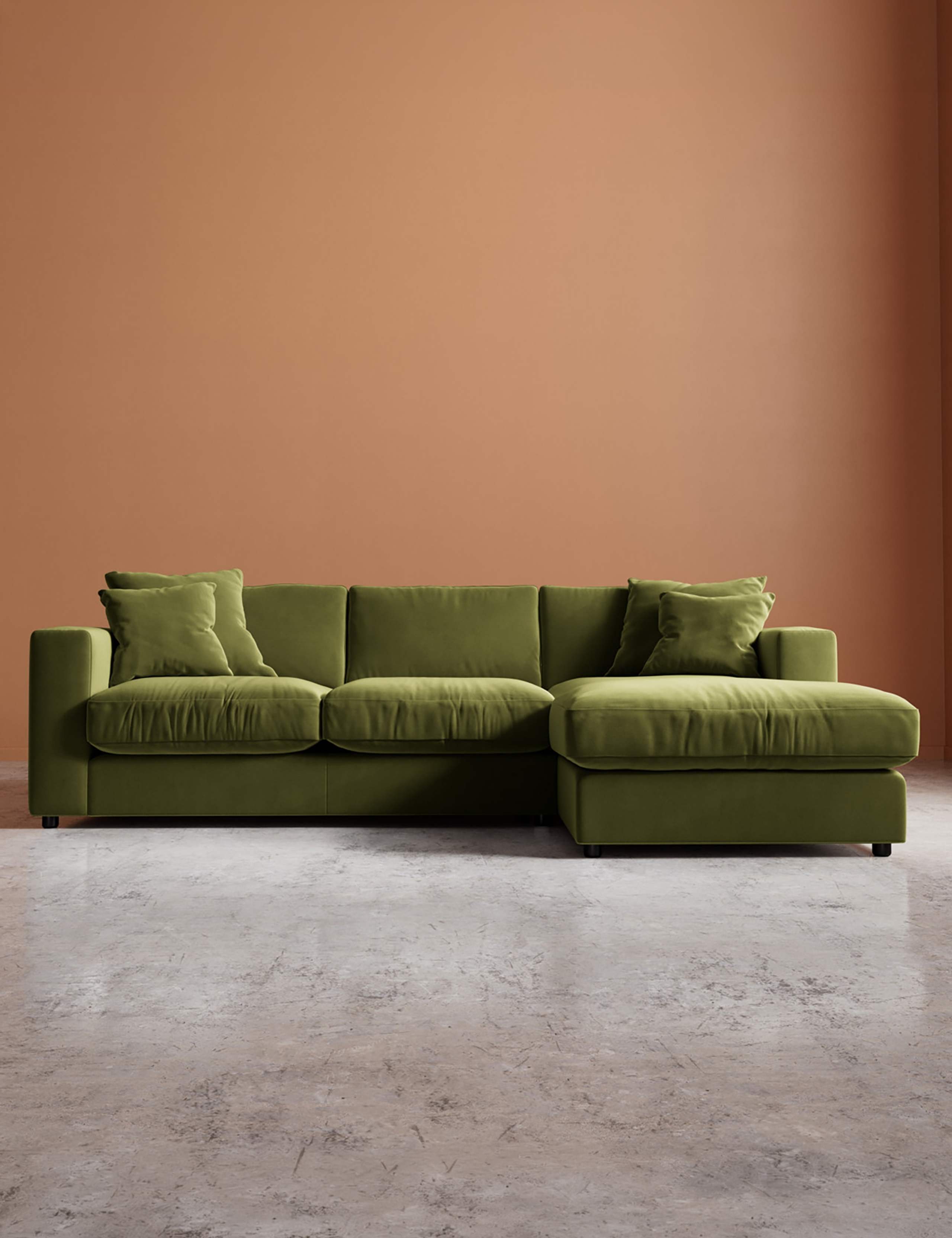 Easy Velvet Right Corner Sofa