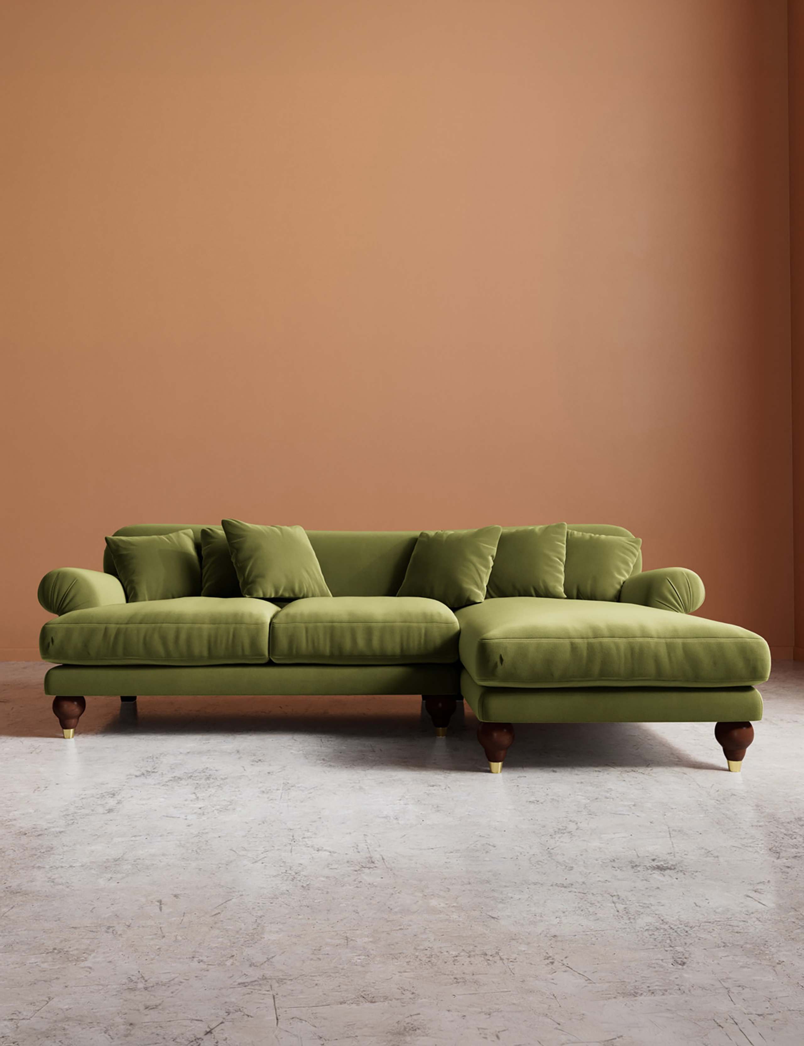 Willows Easy Velvet Right Corner Sofa