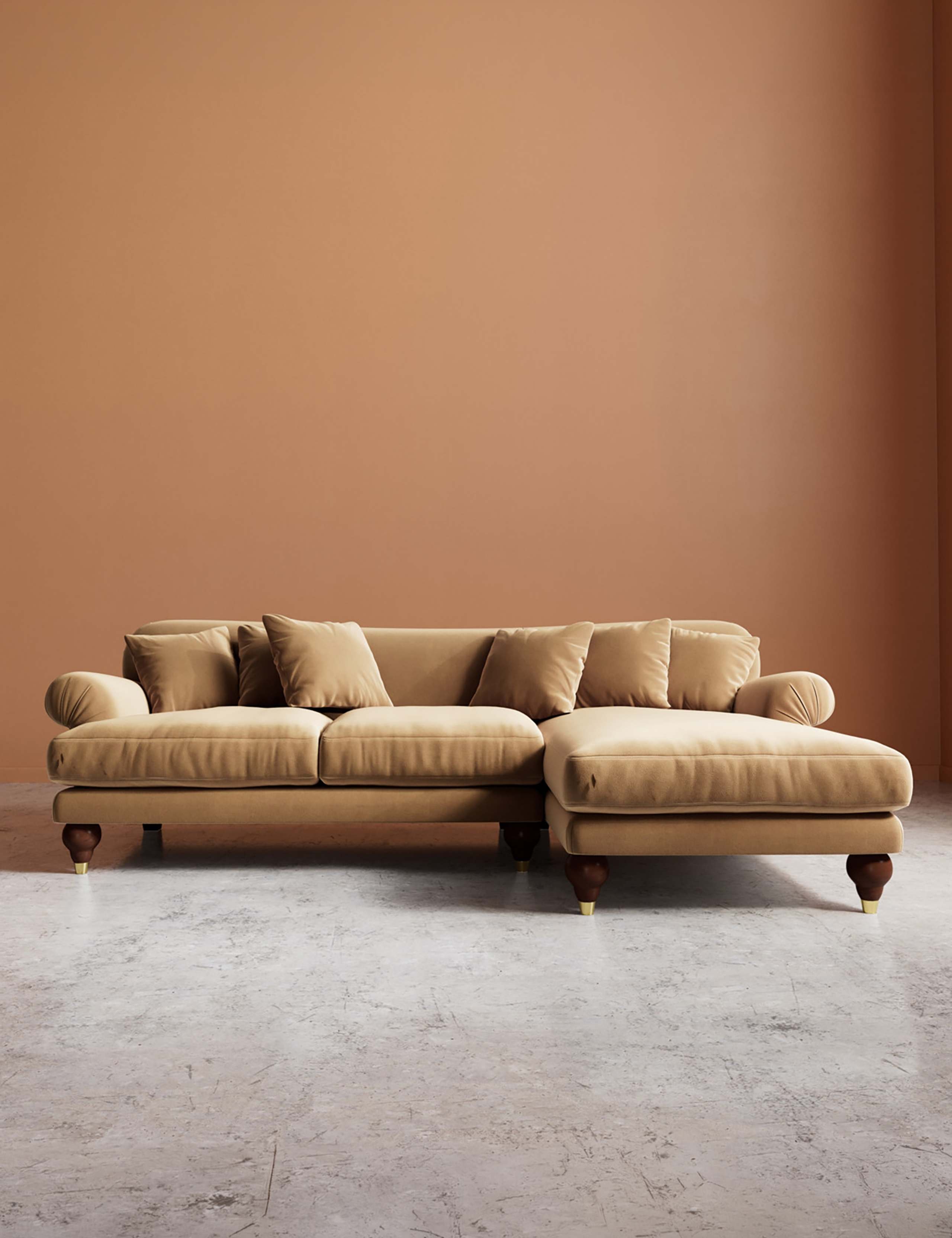 Willows Easy Velvet Right Corner Sofa