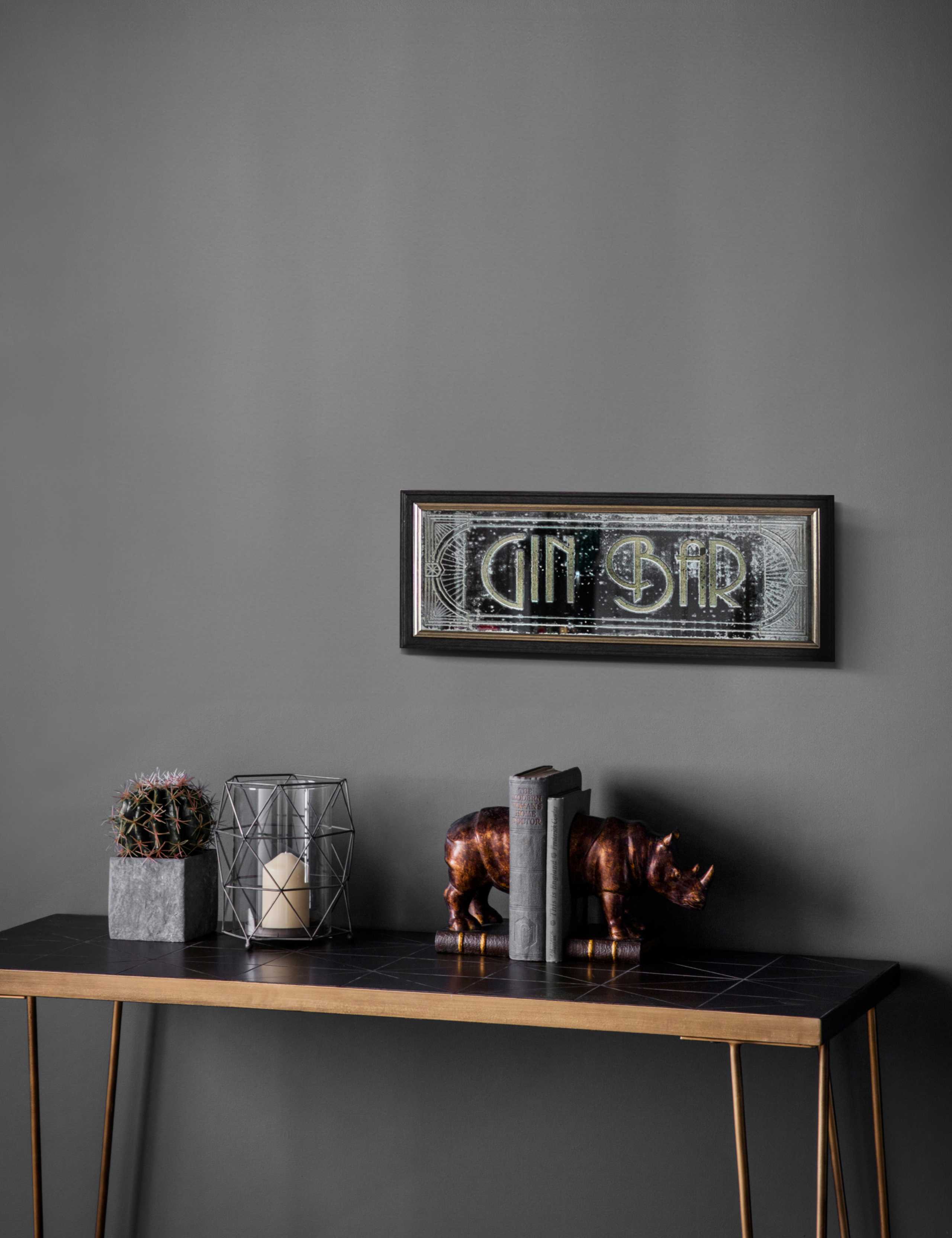 Gin Bar Wooden Frame Medium Wall Mirror