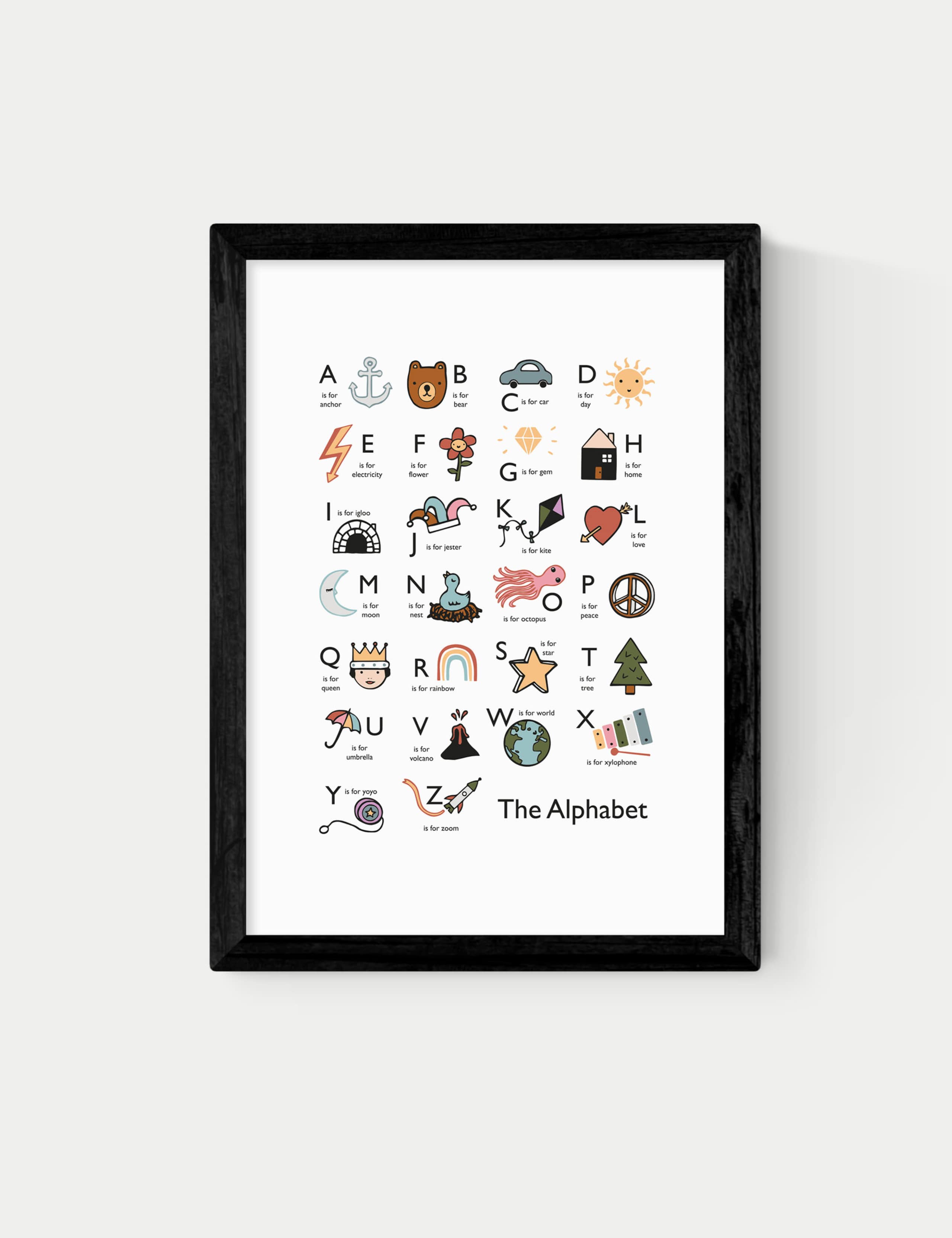 Alphabet In White Framed Art