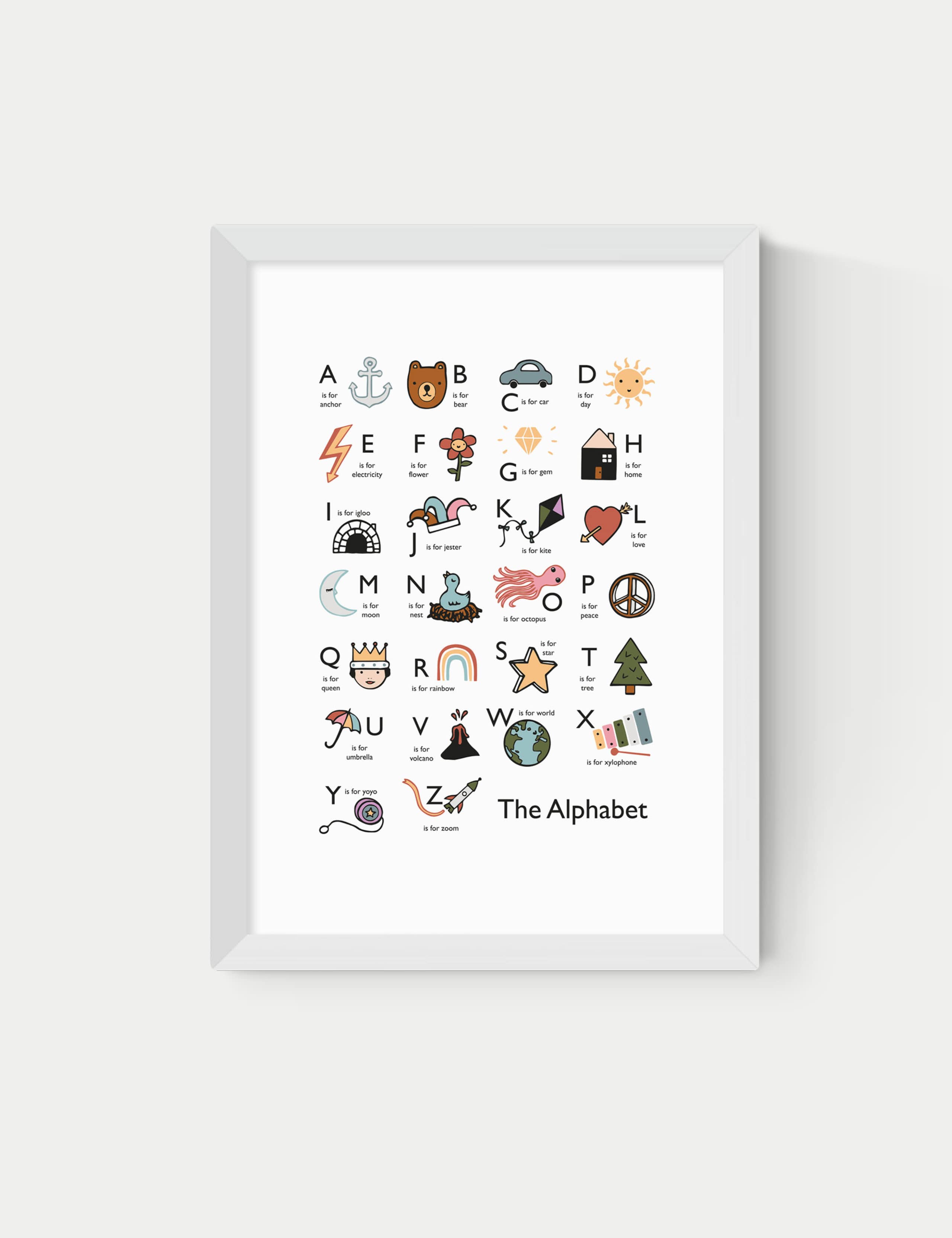 Alphabet In White Framed Art