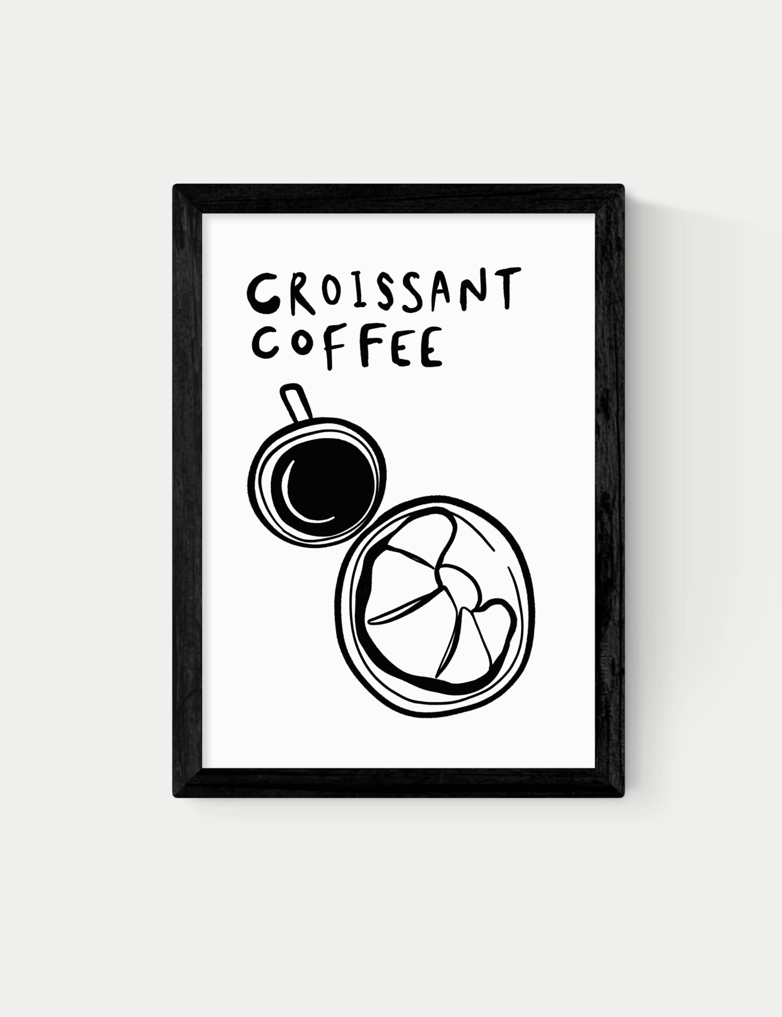 Croissant Coffee Framed Art