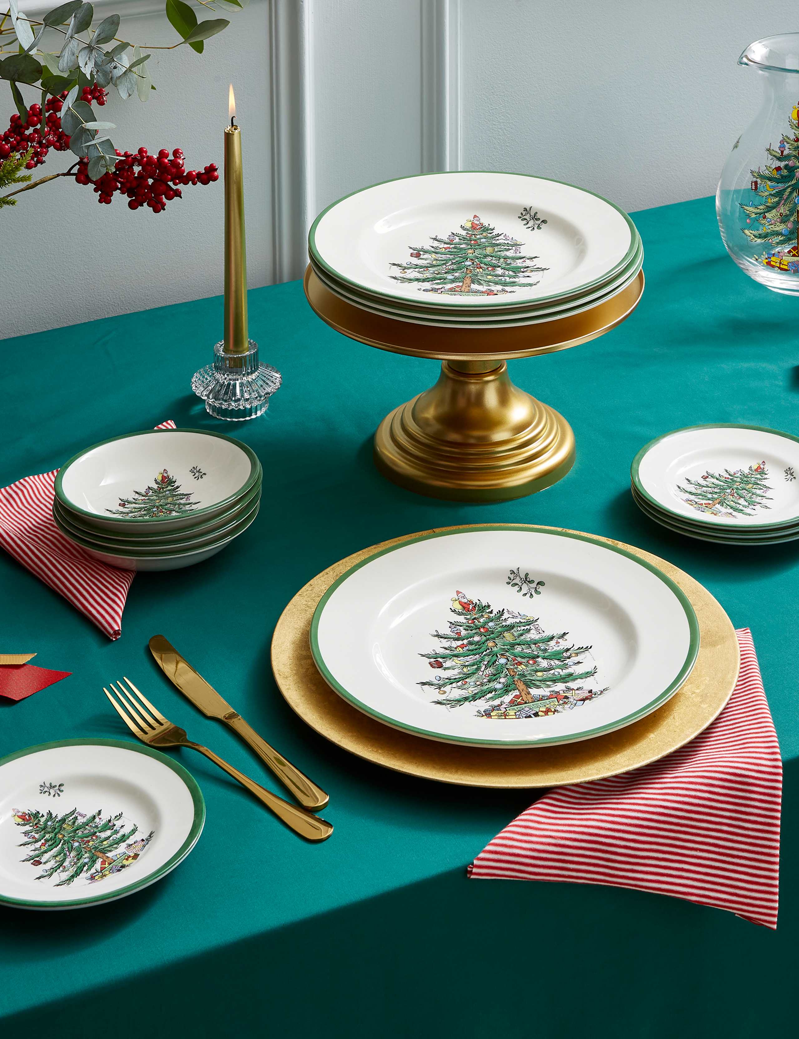 12 Piece Christmas Tree Dinner Set