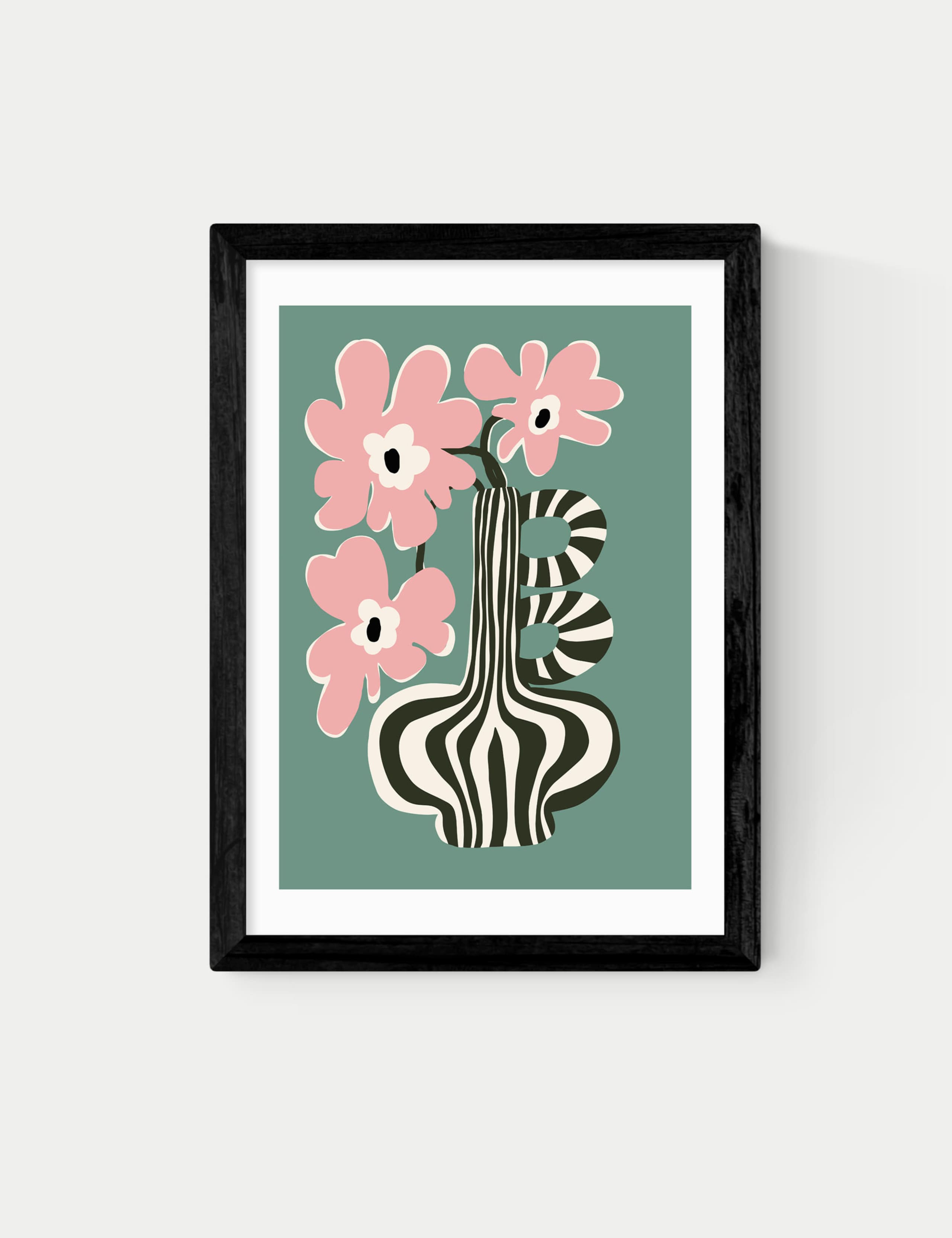 Floral Stripe Framed Art