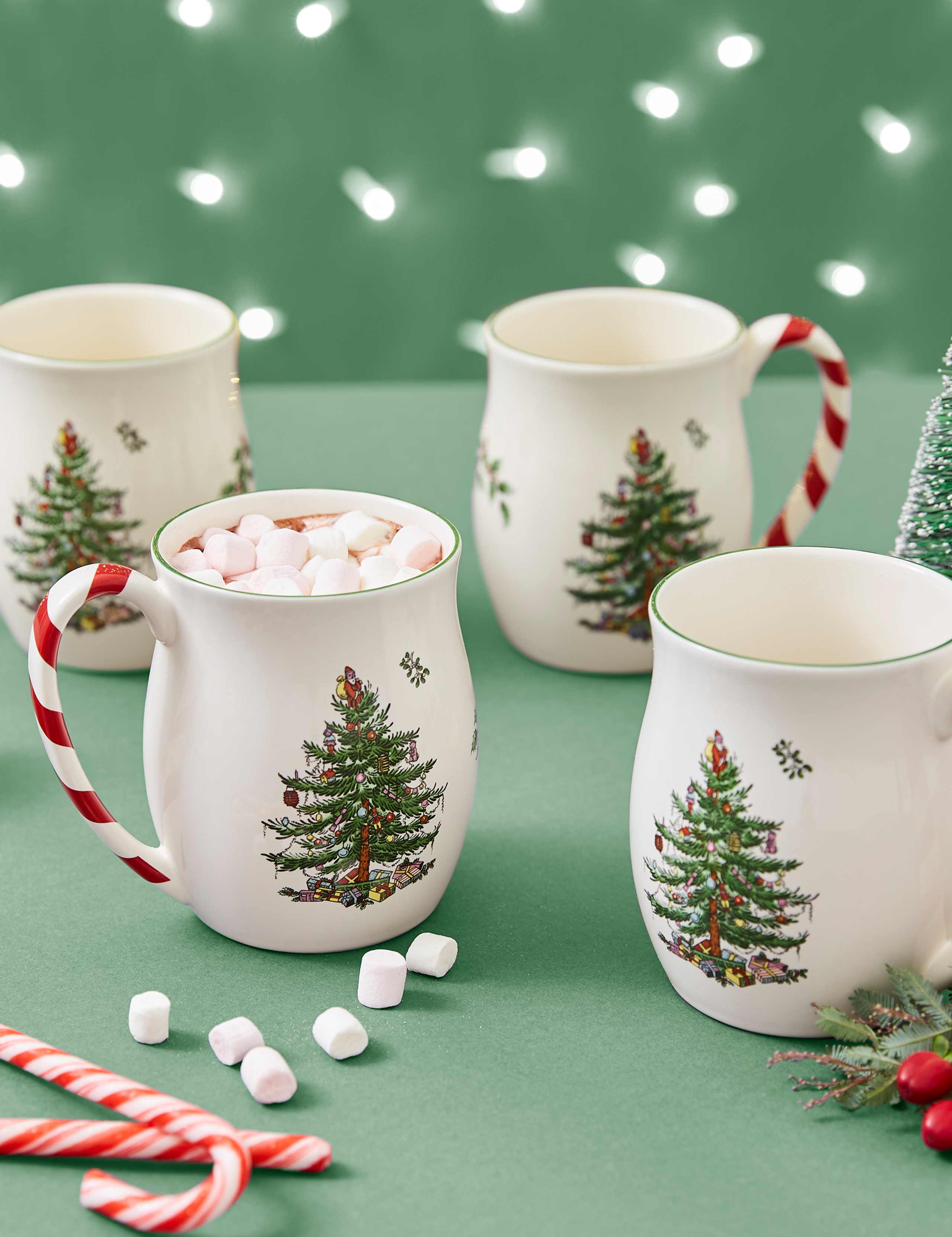 Set of 4 Christmas Tree Mugs