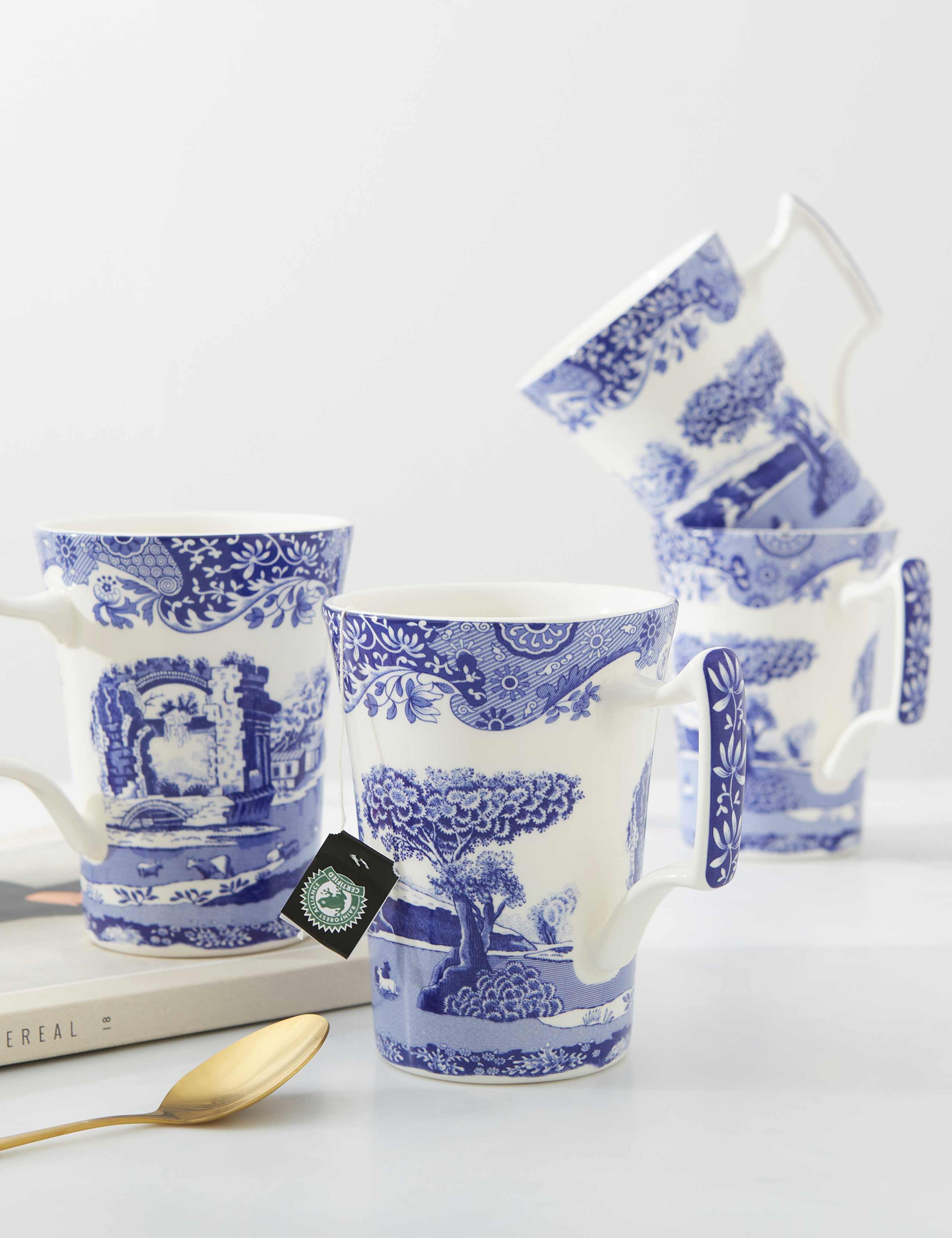 Set of 4 BIue Italian Mugs