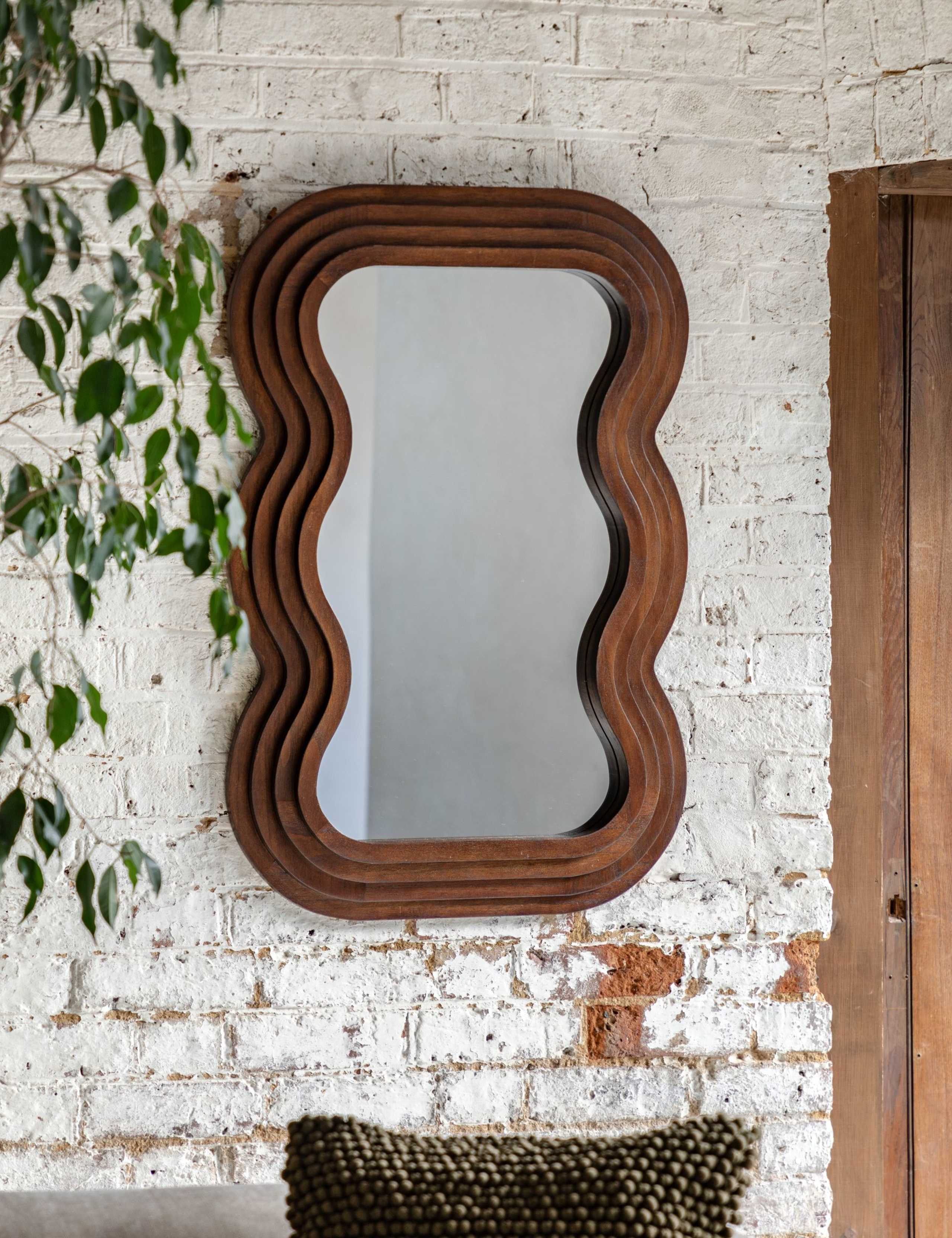 Hasker Wooden Medium Wavy Wall Mirror