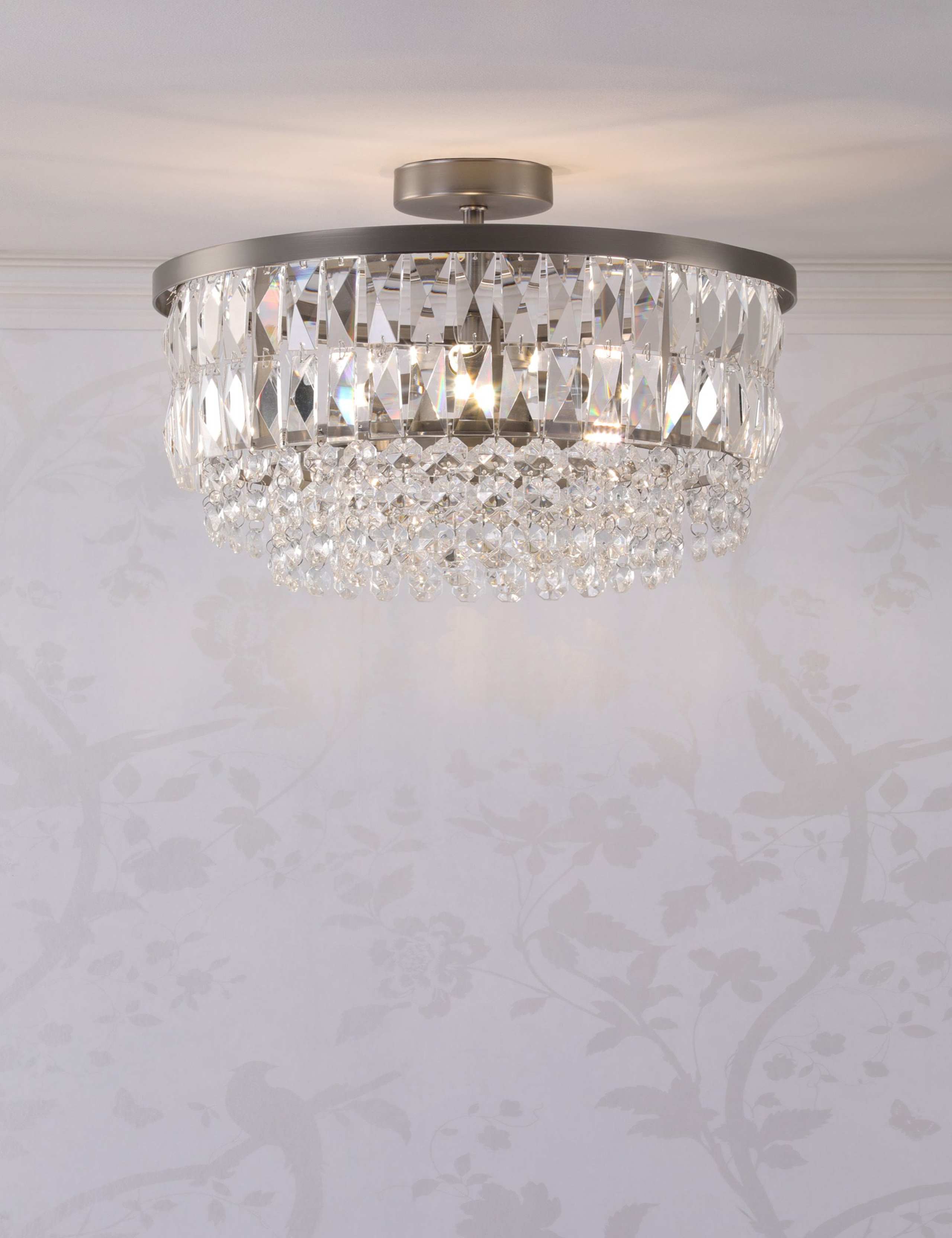 Rhosill Crystal Semi Flush Ceiling Light