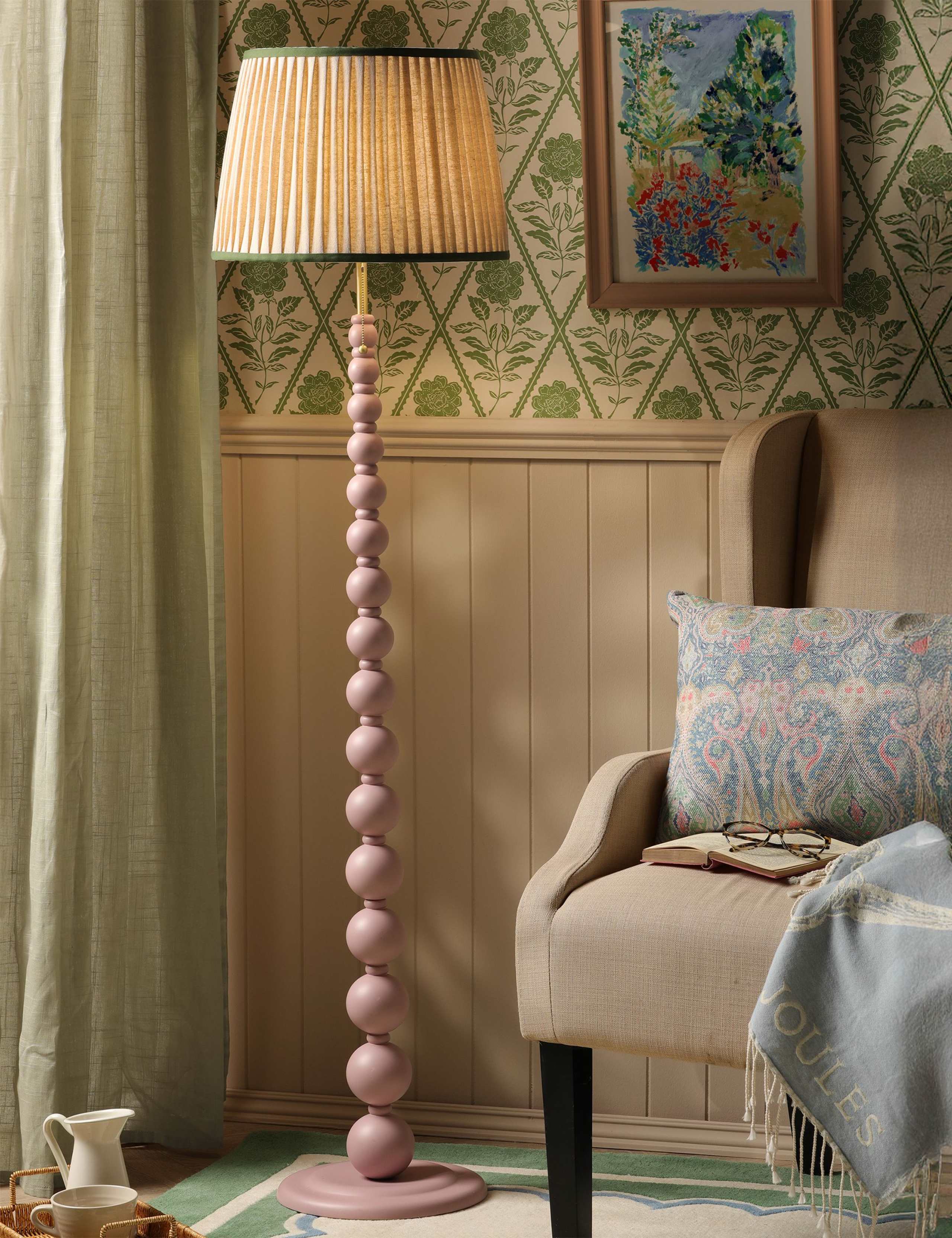 Harewood Wood Bobbin Floor Lamp