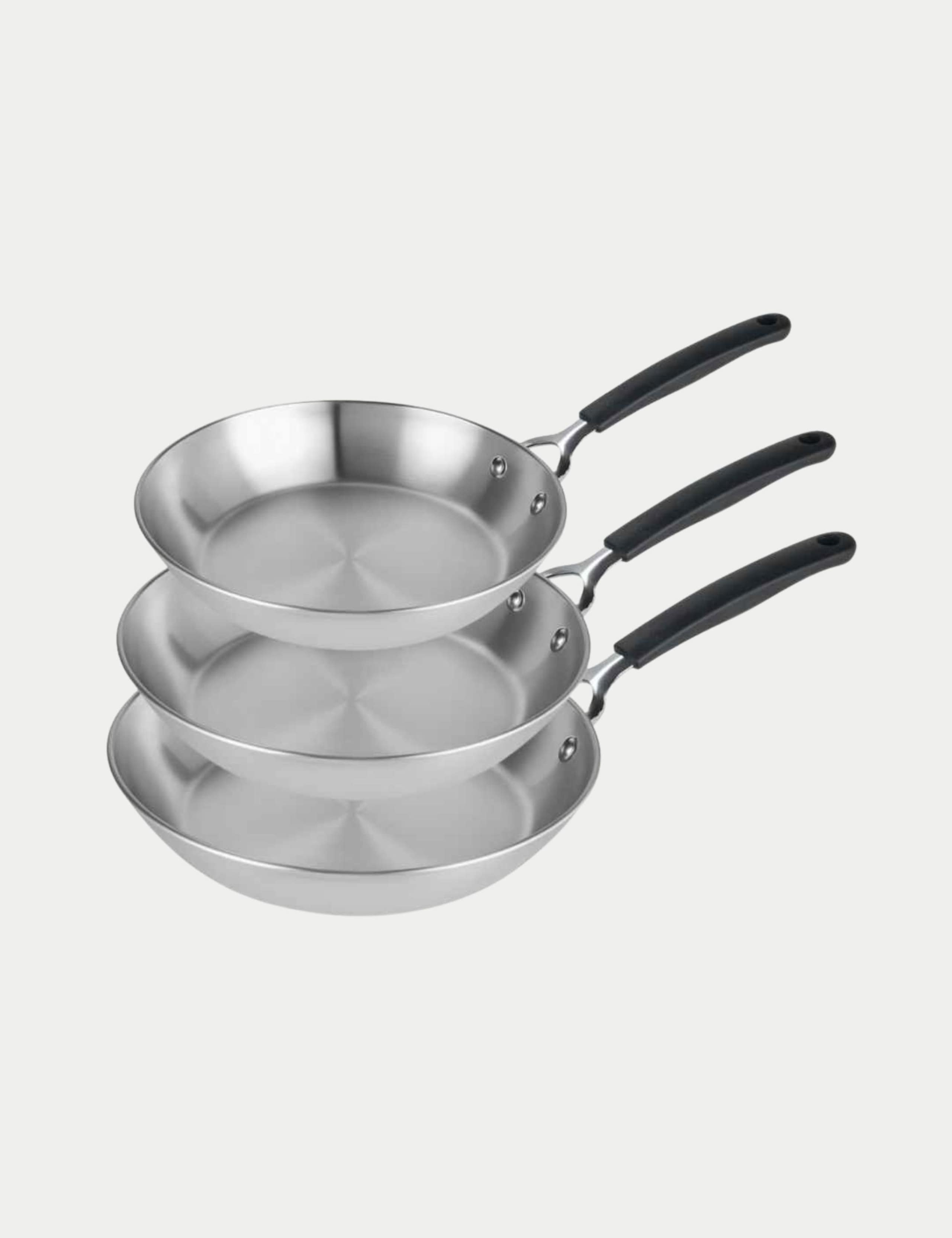3 Piece Made to Last Stainless Steel Frying Pan Set