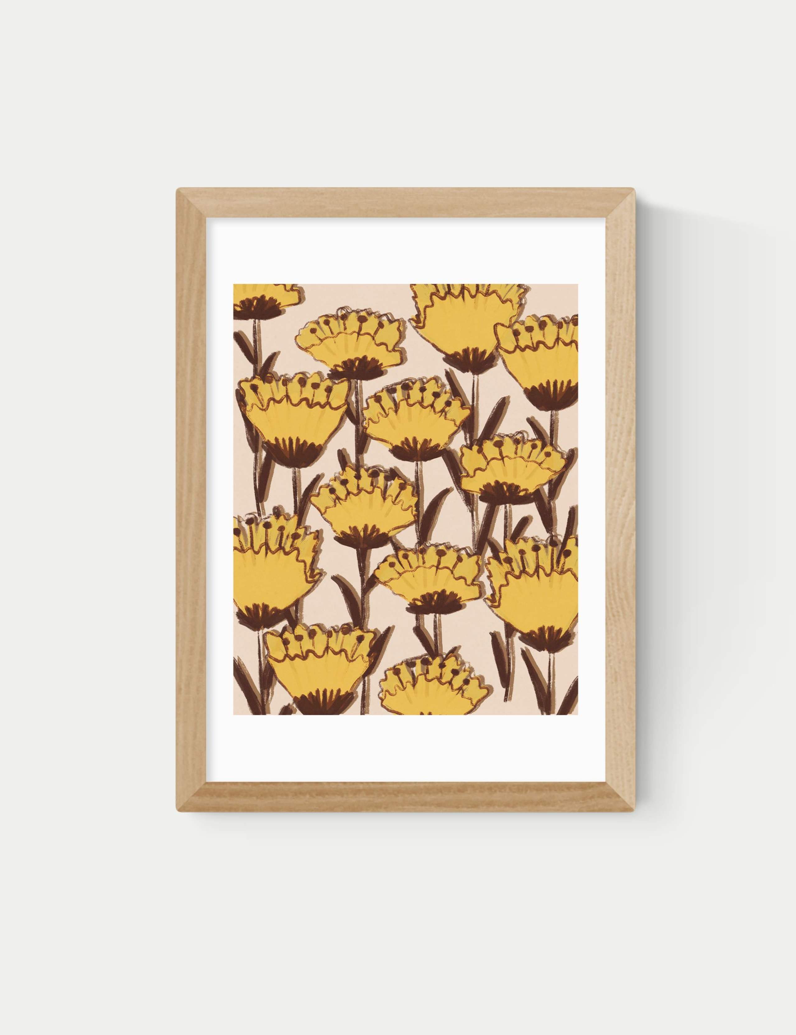 Yellow Wildflowers Rectangle Framed Art