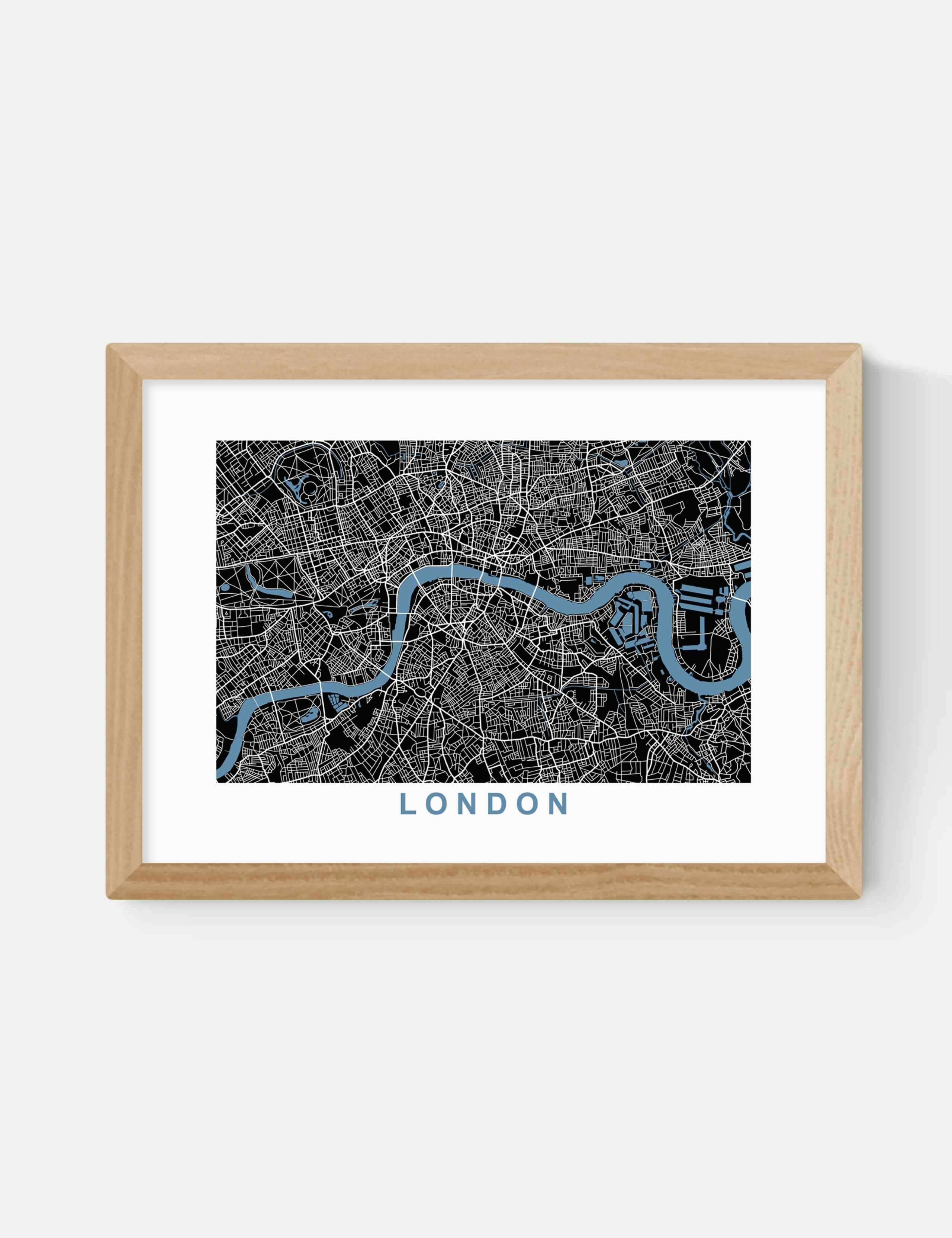 London Map Negative Framed Art Print