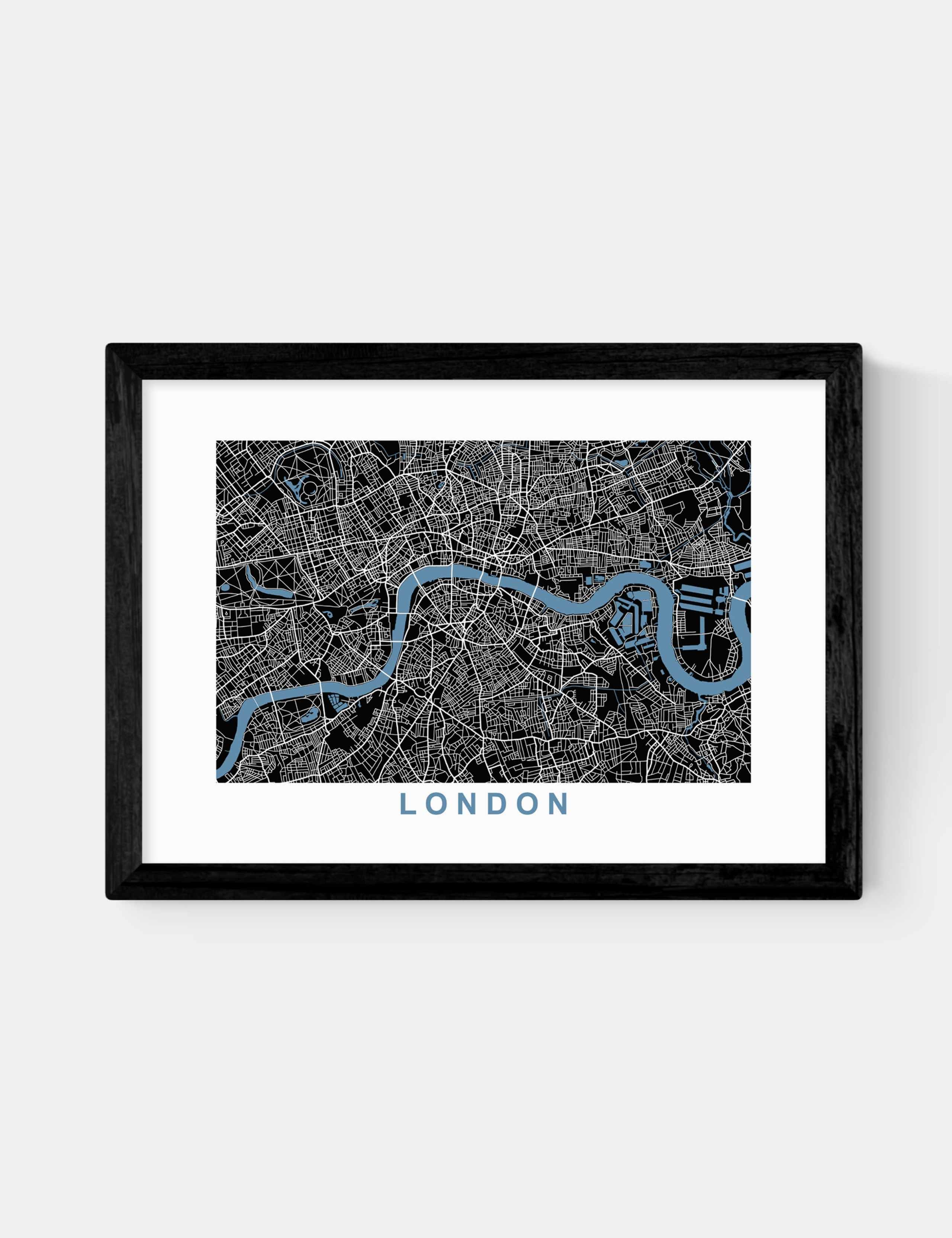 London Map Negative Framed Art Print