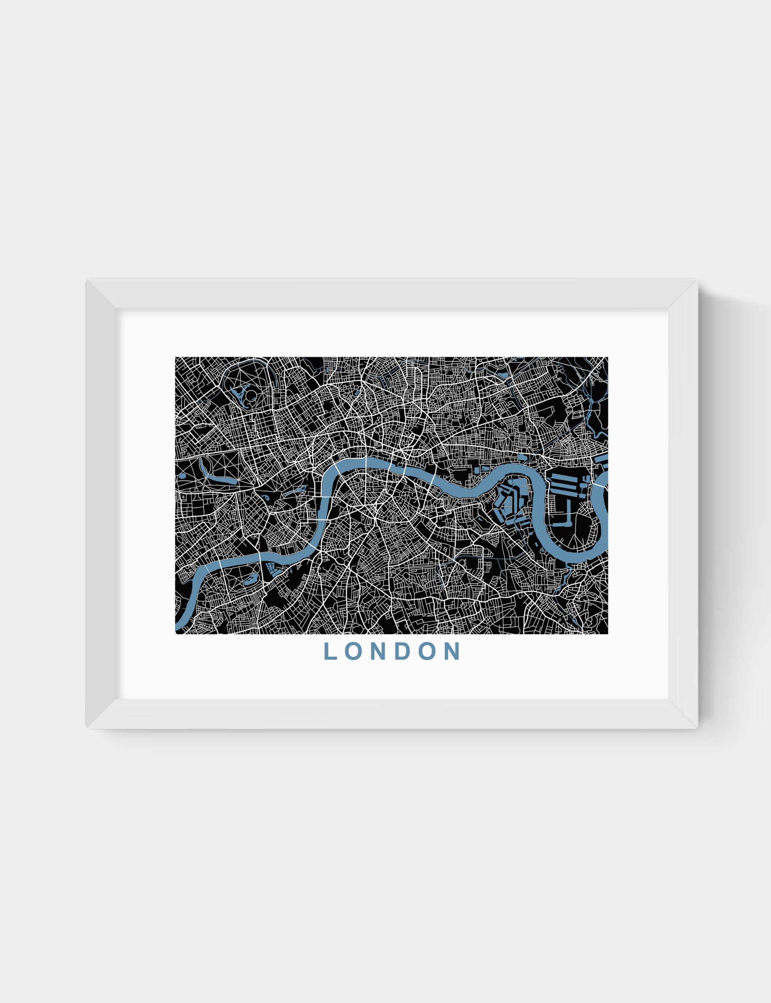 London Map Negative Framed Art Print