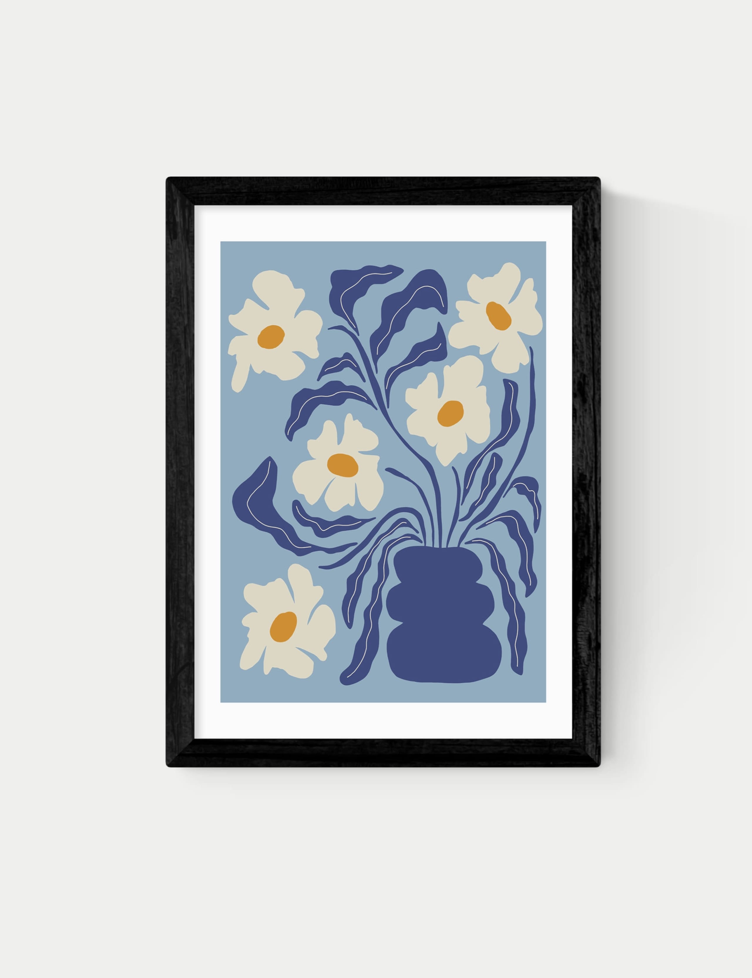 Blue Moon Flower Pot Framed Art Print