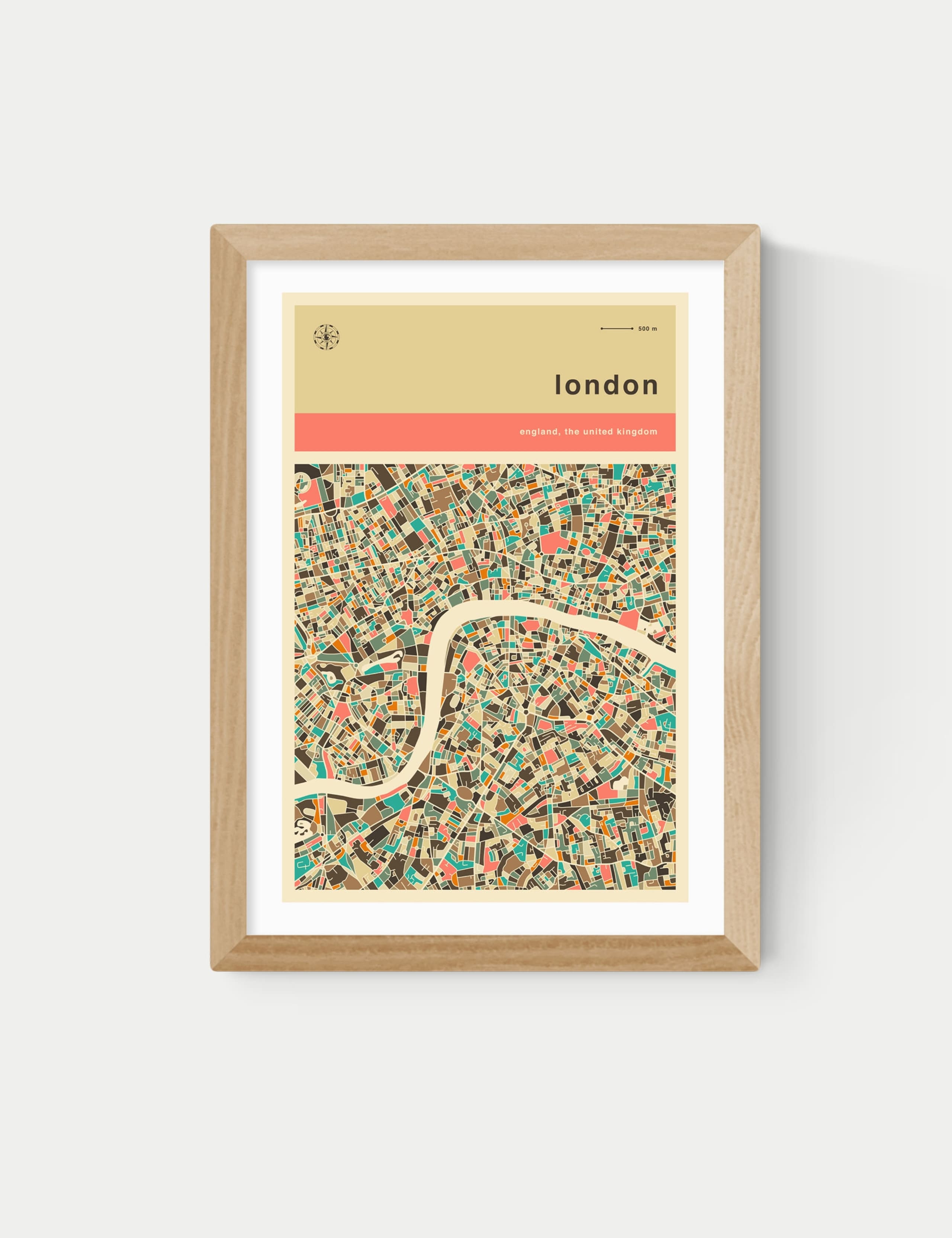 London Streetguide Orange Framed Art Print
