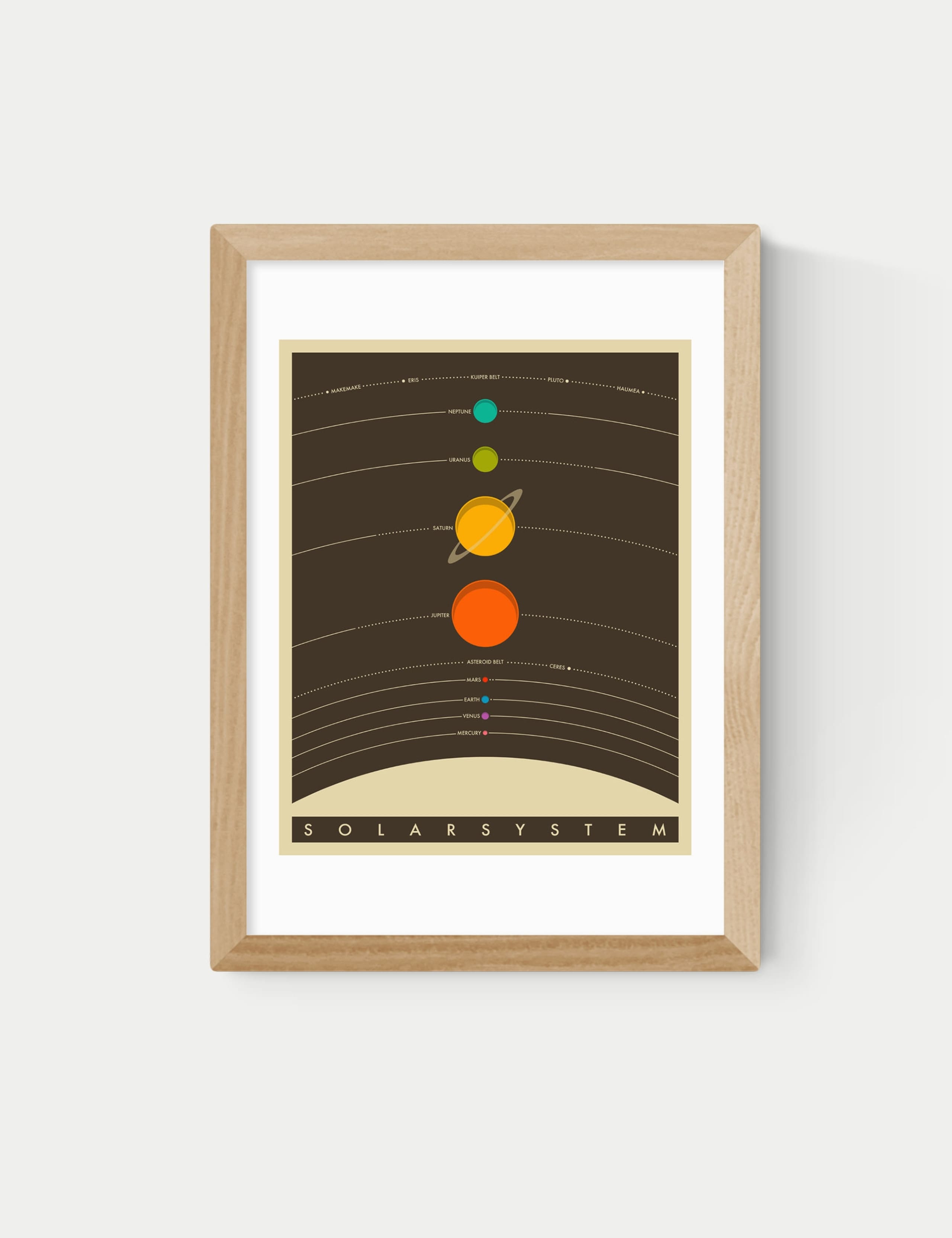 Solar System Brown Framed Art Print