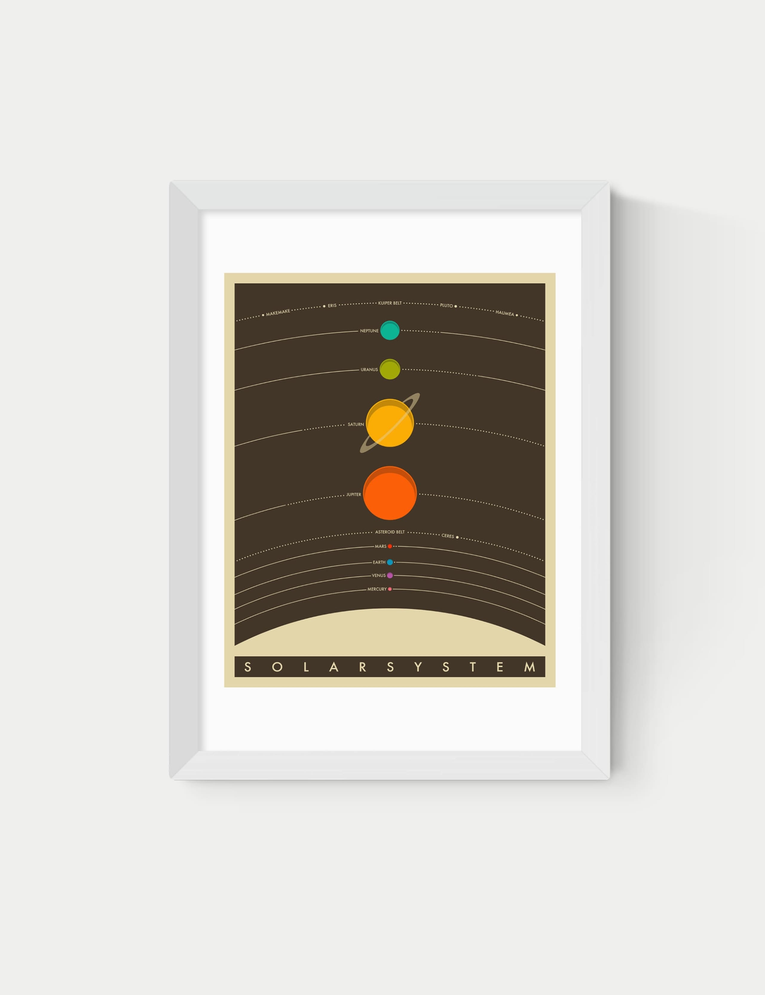 Solar System Brown Framed Art Print