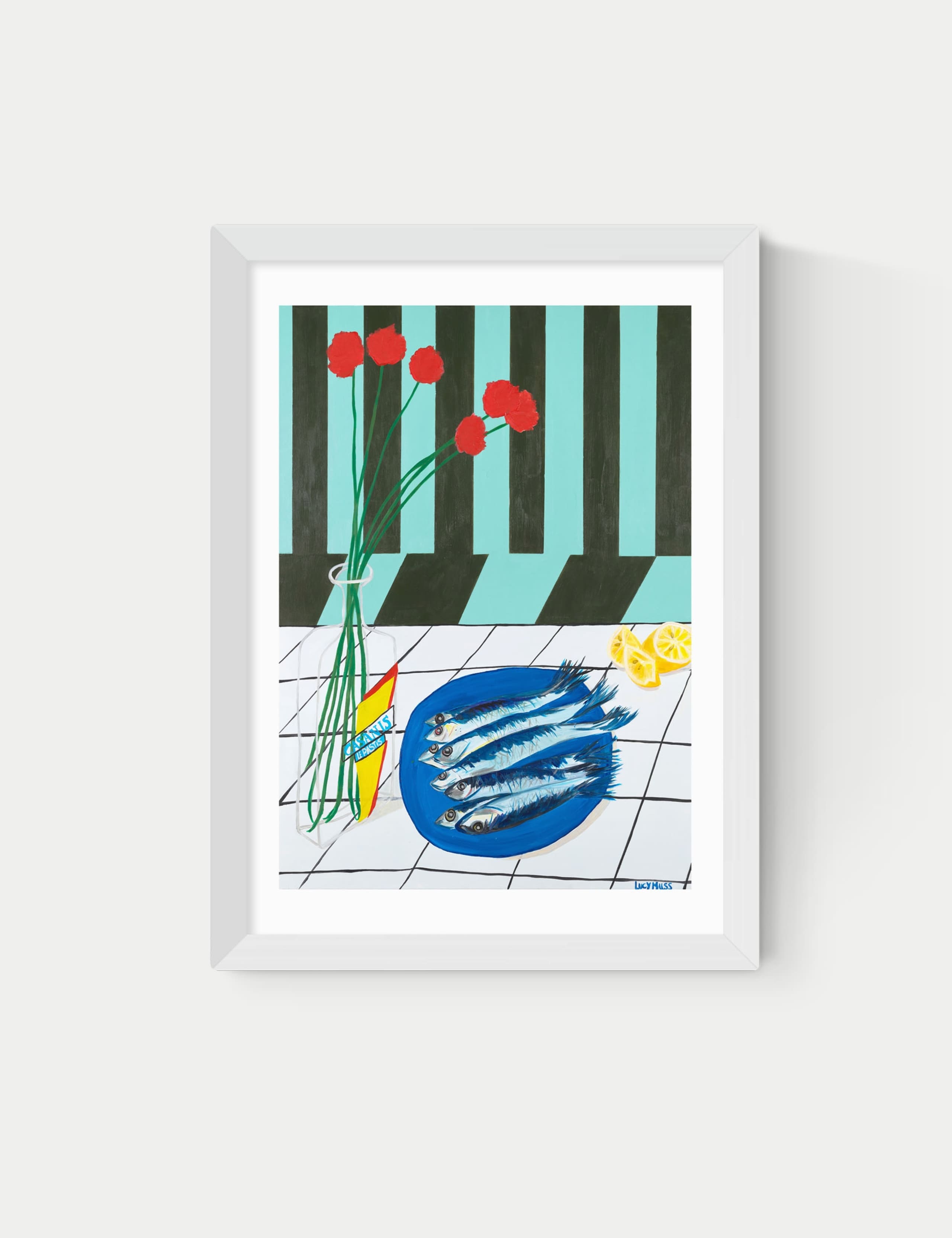 Striped Sardines Rectangle Framed Art