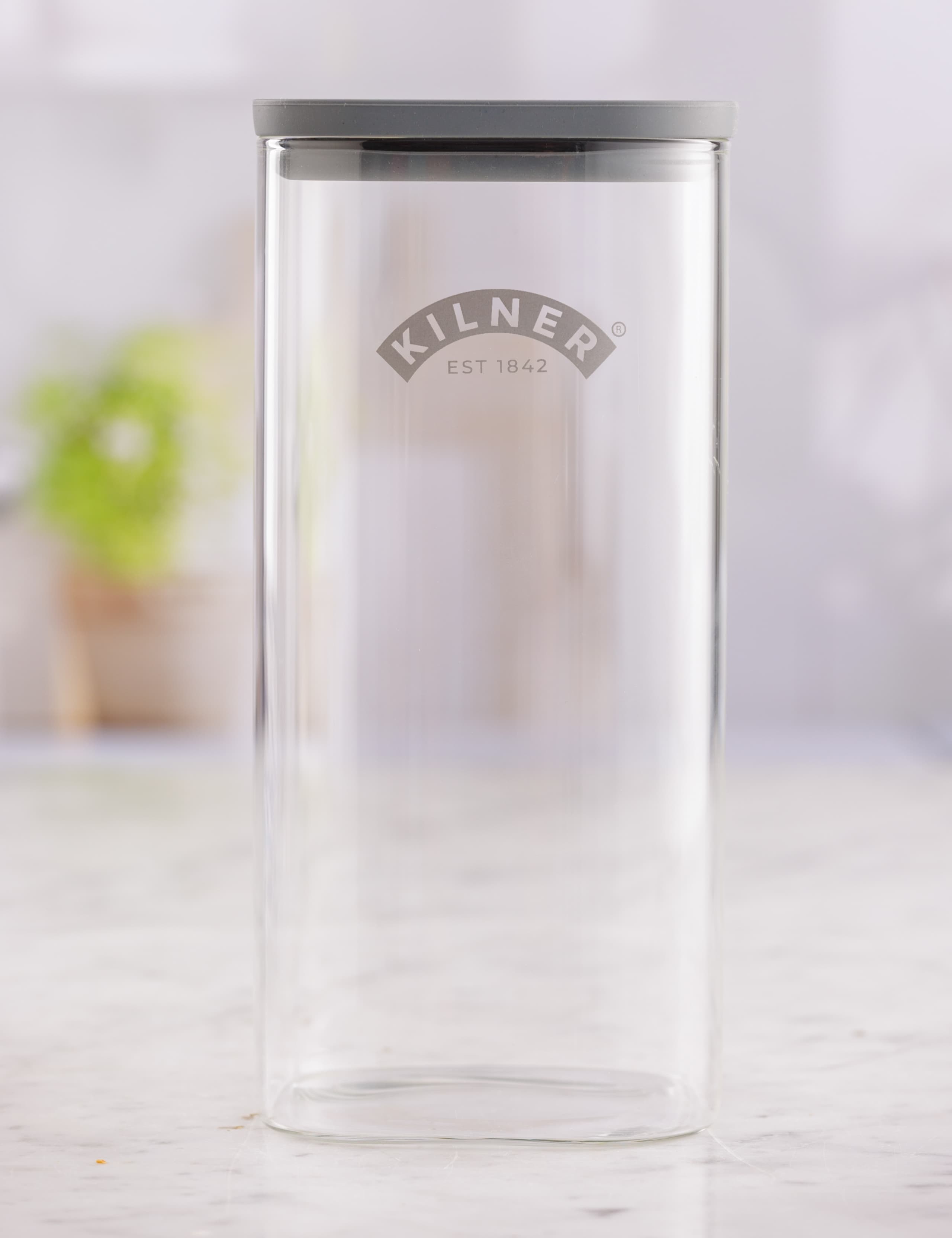 Set of 3 1.5L Square Glass Storage Jars