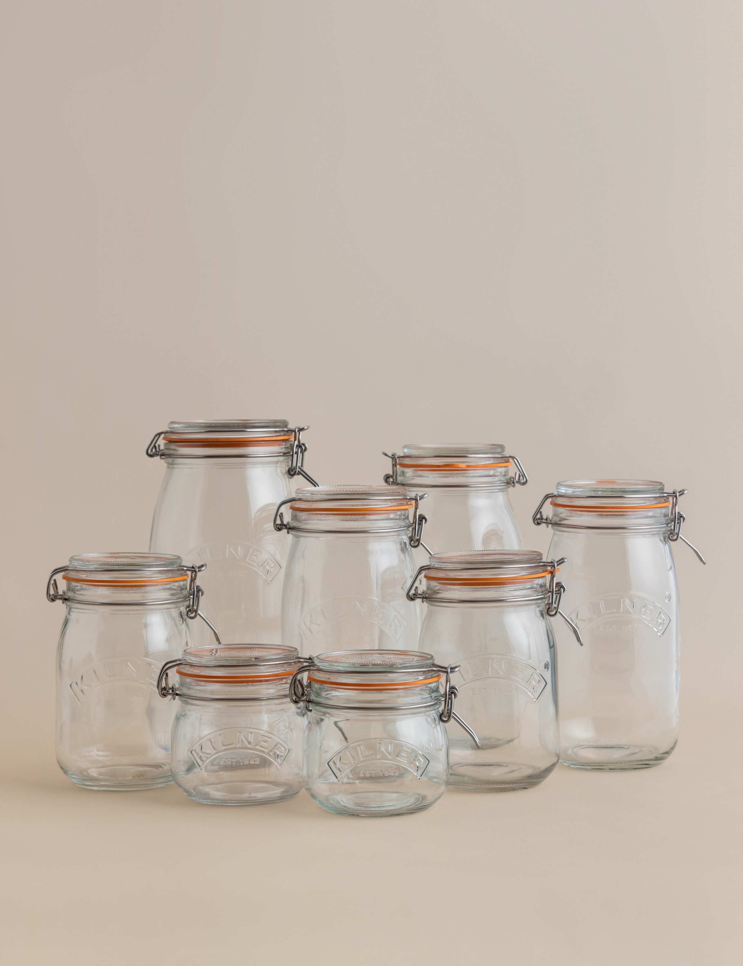 Set of 8 Round Clip Top Pantry Jars