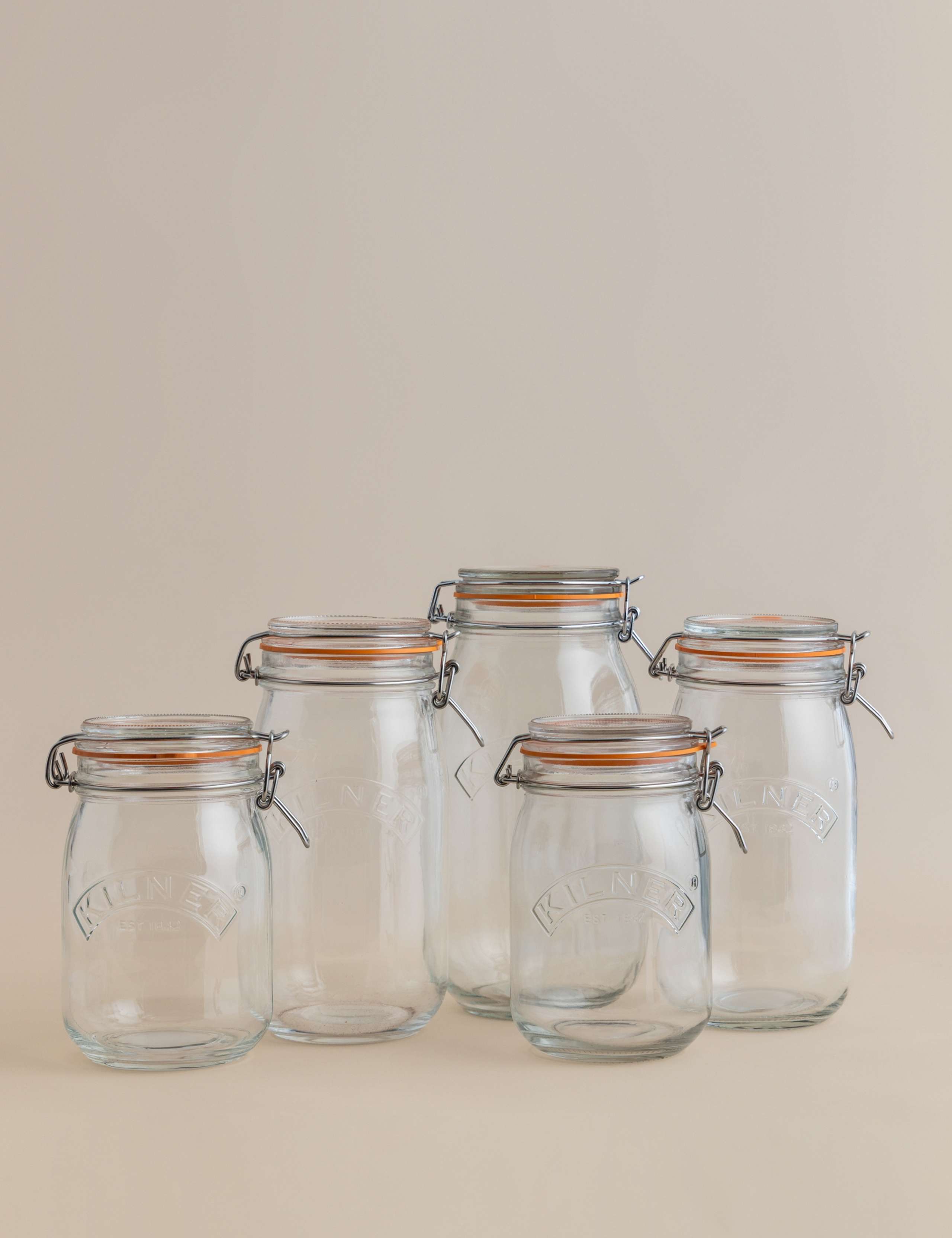 Set of 5 Round Glass Storage Jars
