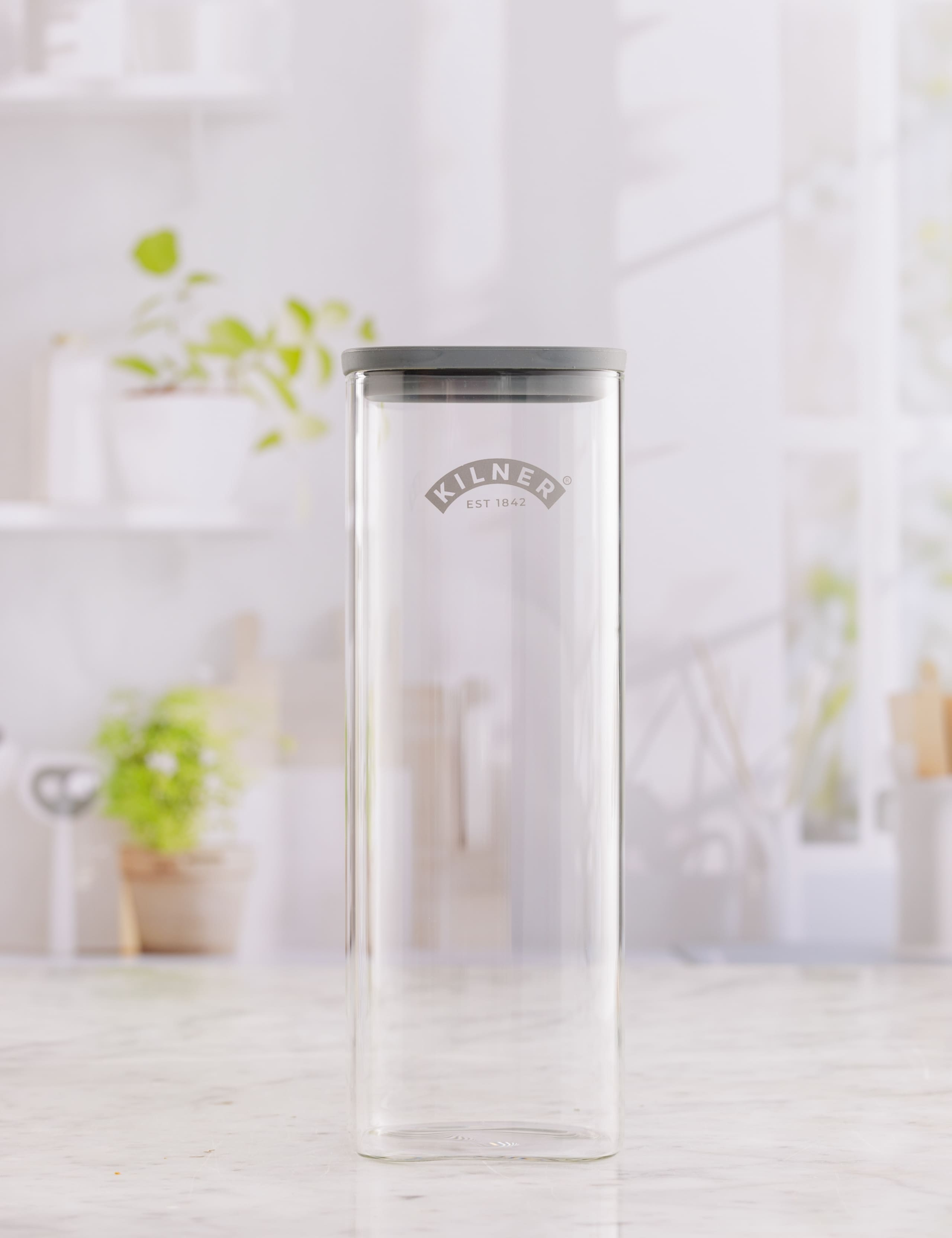 Set of 2 2L Square Glass Storage Jars