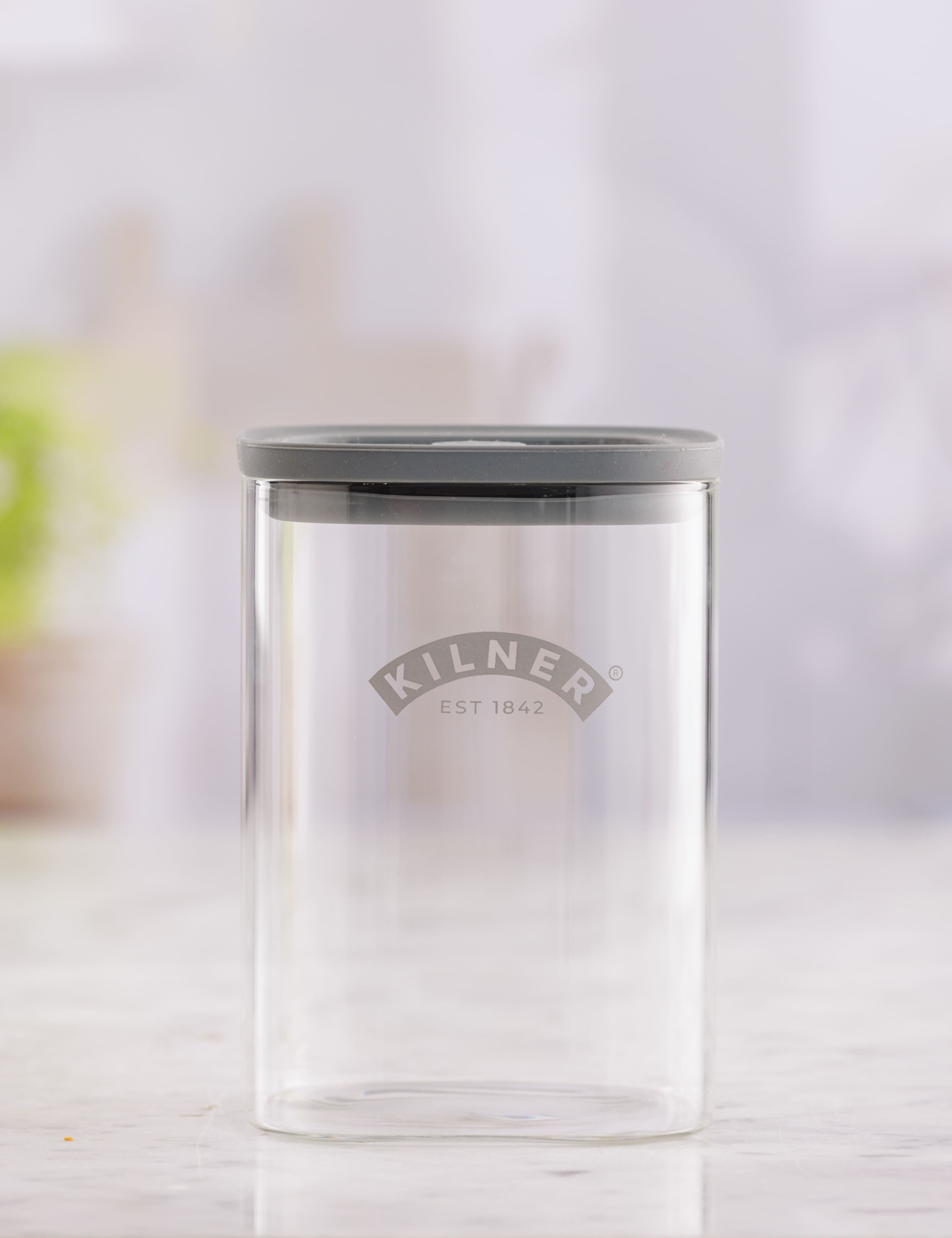 Set of 3 1L Square Glass Storage Jars