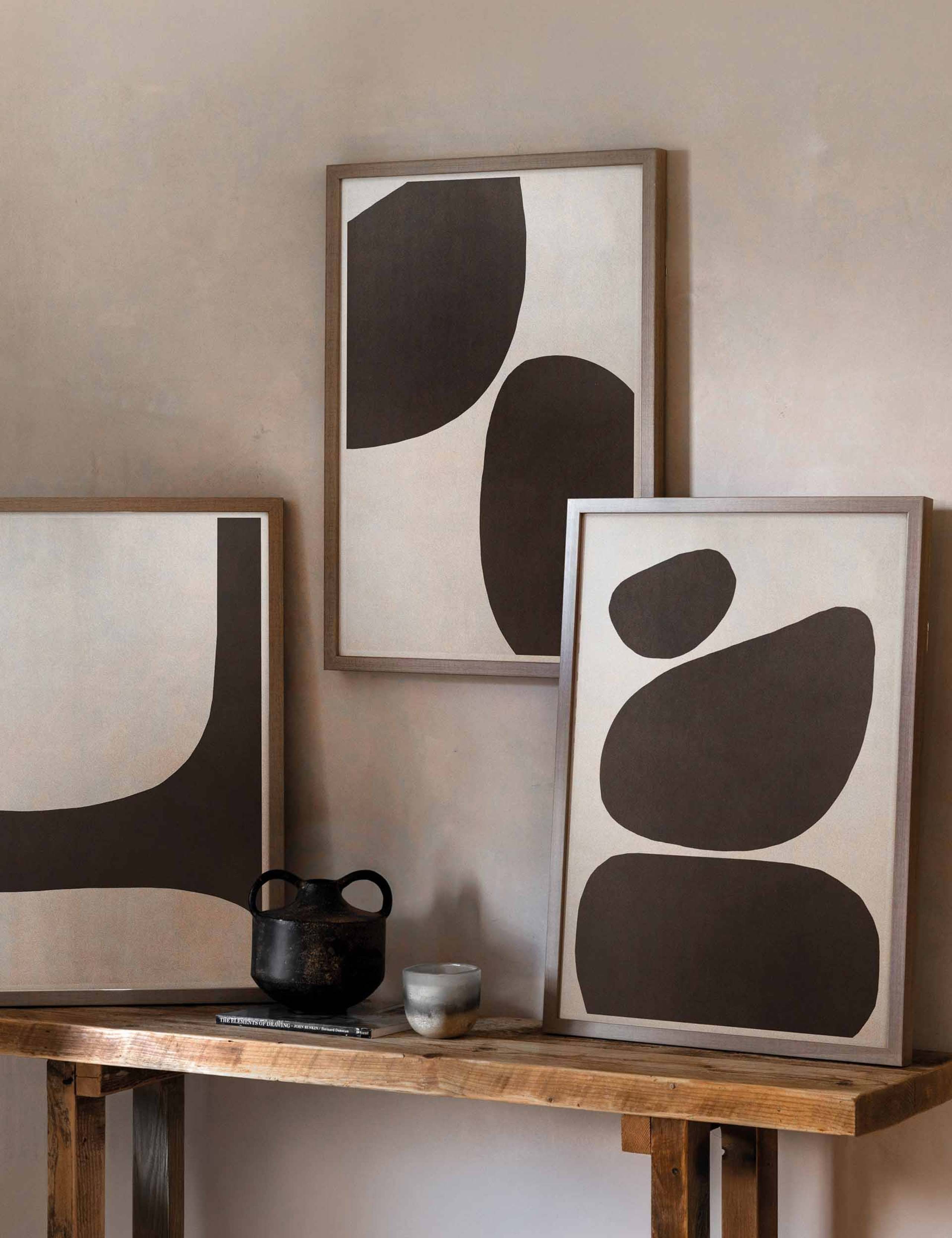 Set of 3 Pebble Collection Framed Canvas