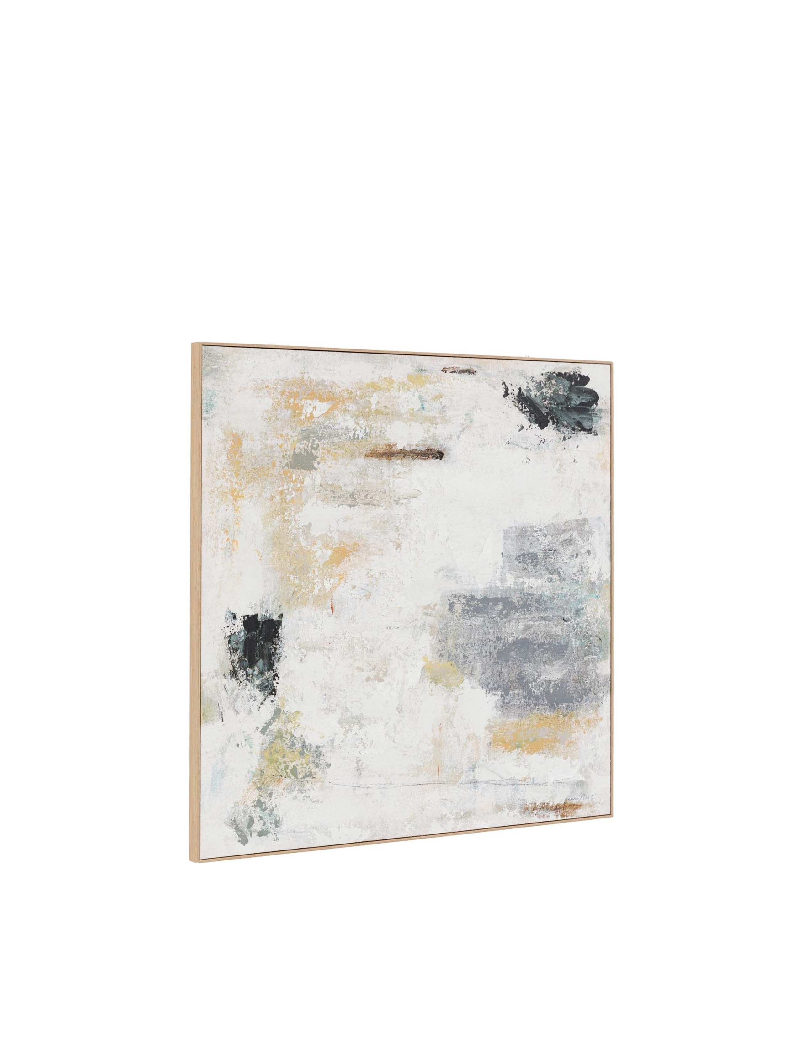 White Noise Abstract Square Framed Canvas