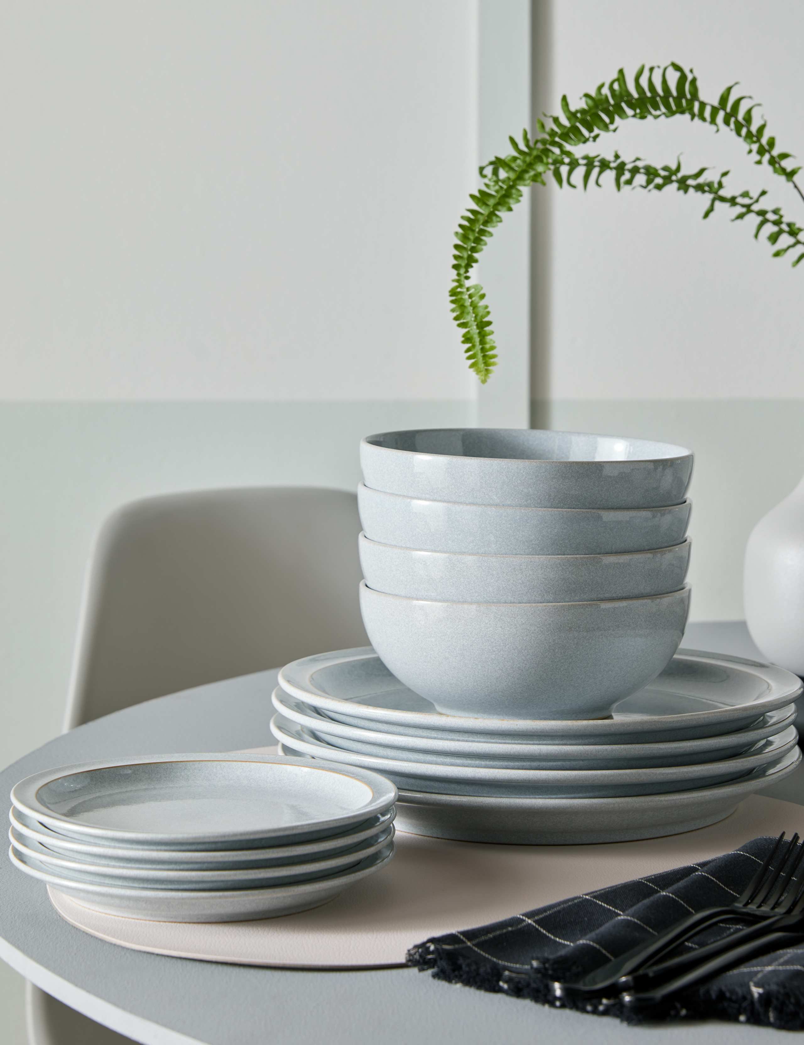 12 Piece Dove Grey Dinner Set