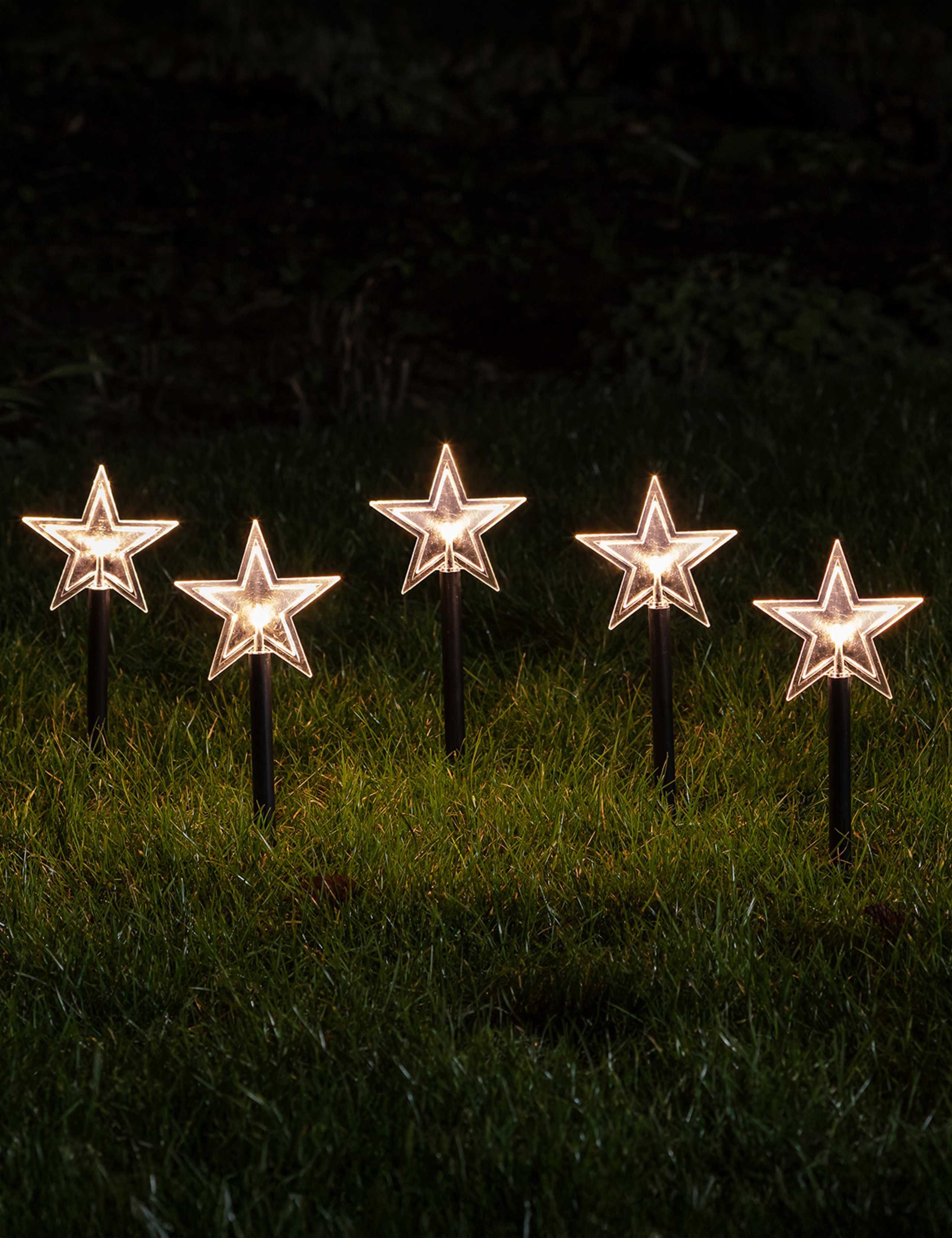 5pk Warm White Star Outdoor Stake Lights
