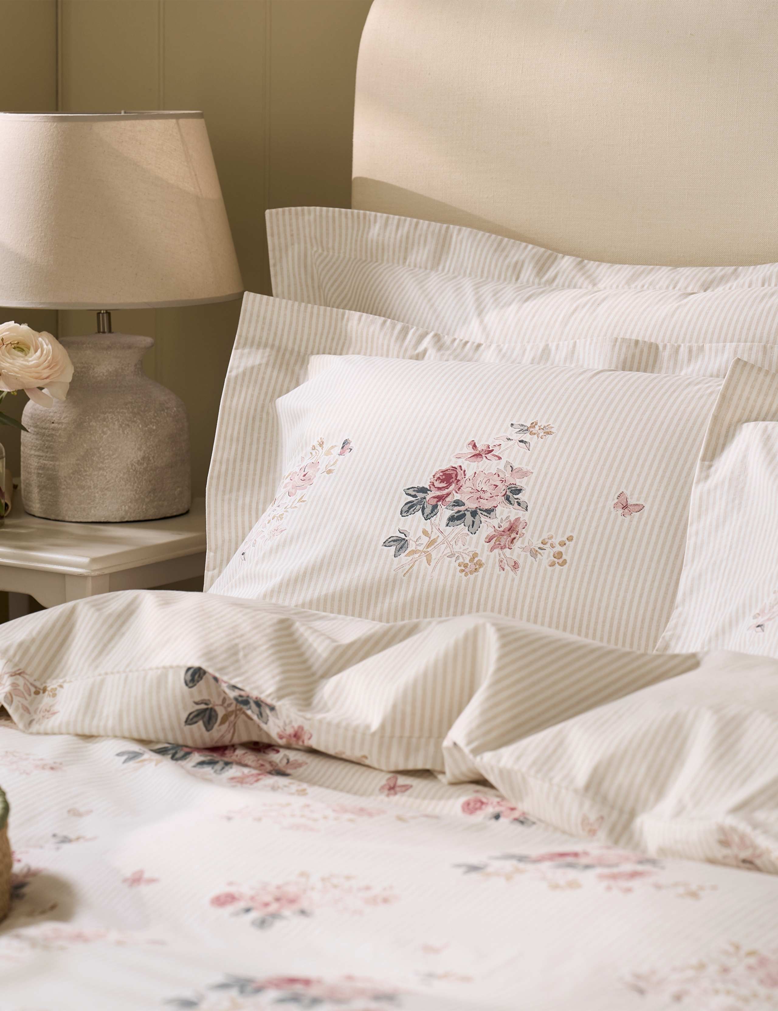 2 Pack Pure Cotton Vintage Rose Pillowcases