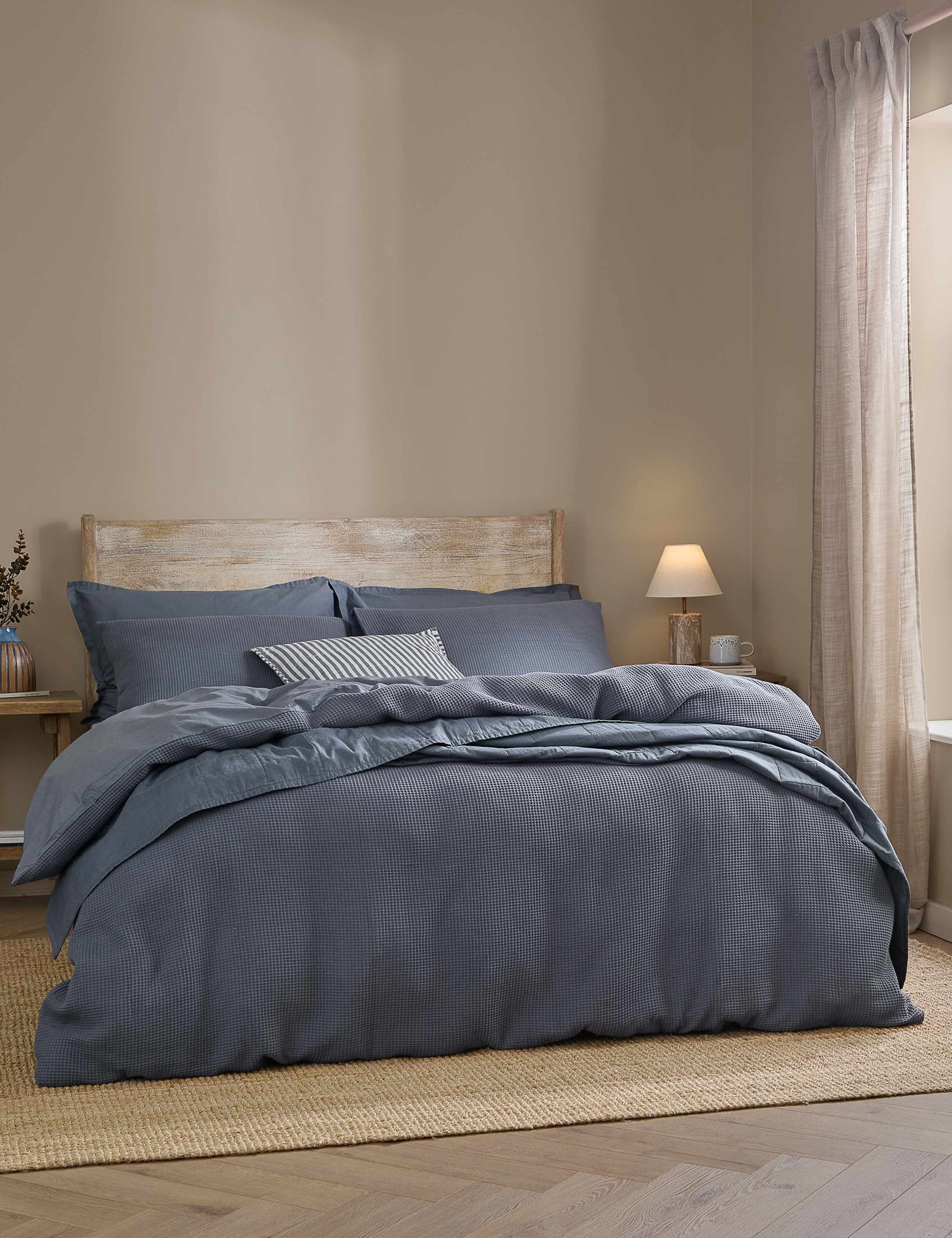 Pure Cotton Percale Hebden Waffle Bedding Set