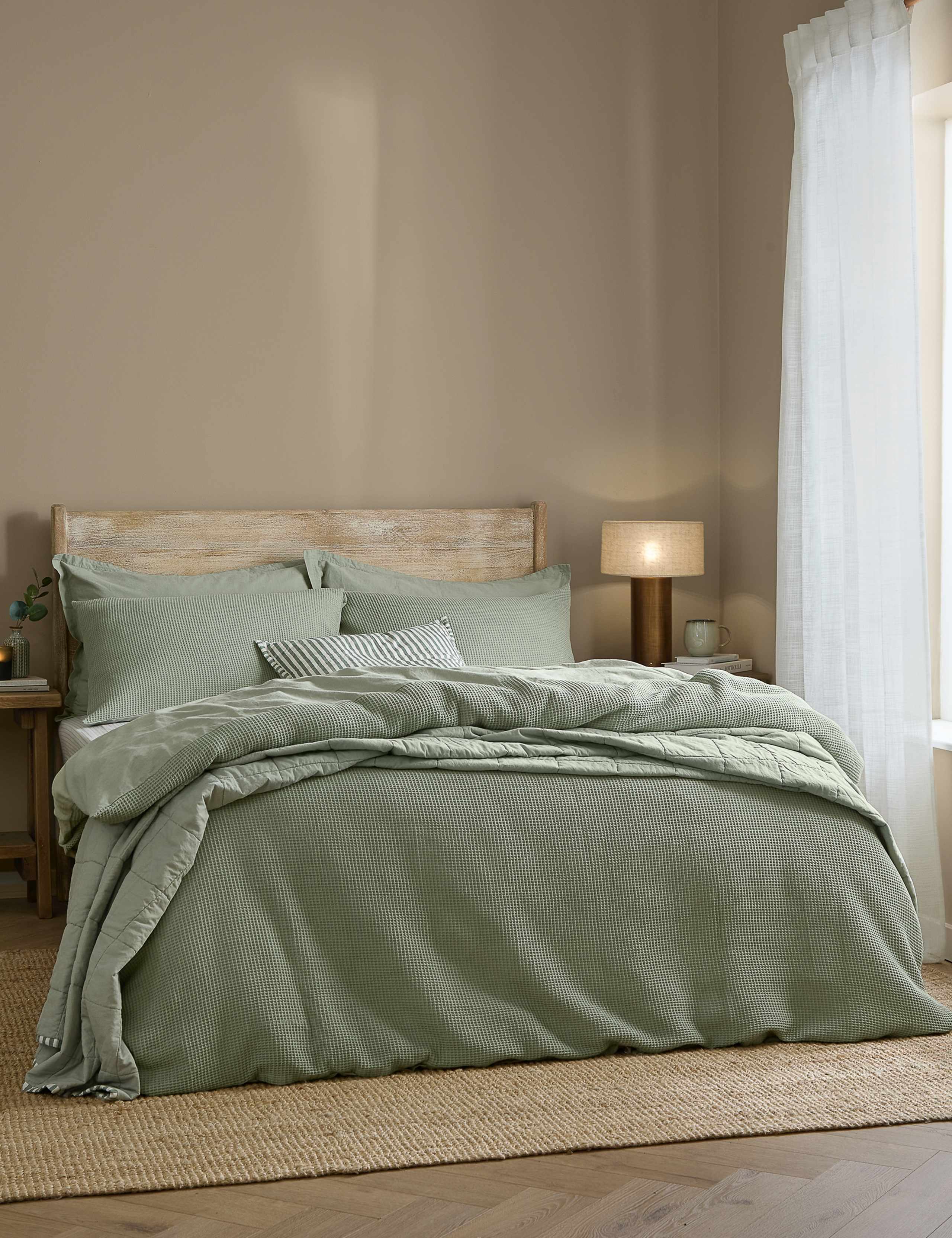 Pure Cotton Percale Hebden Waffle Bedding Set