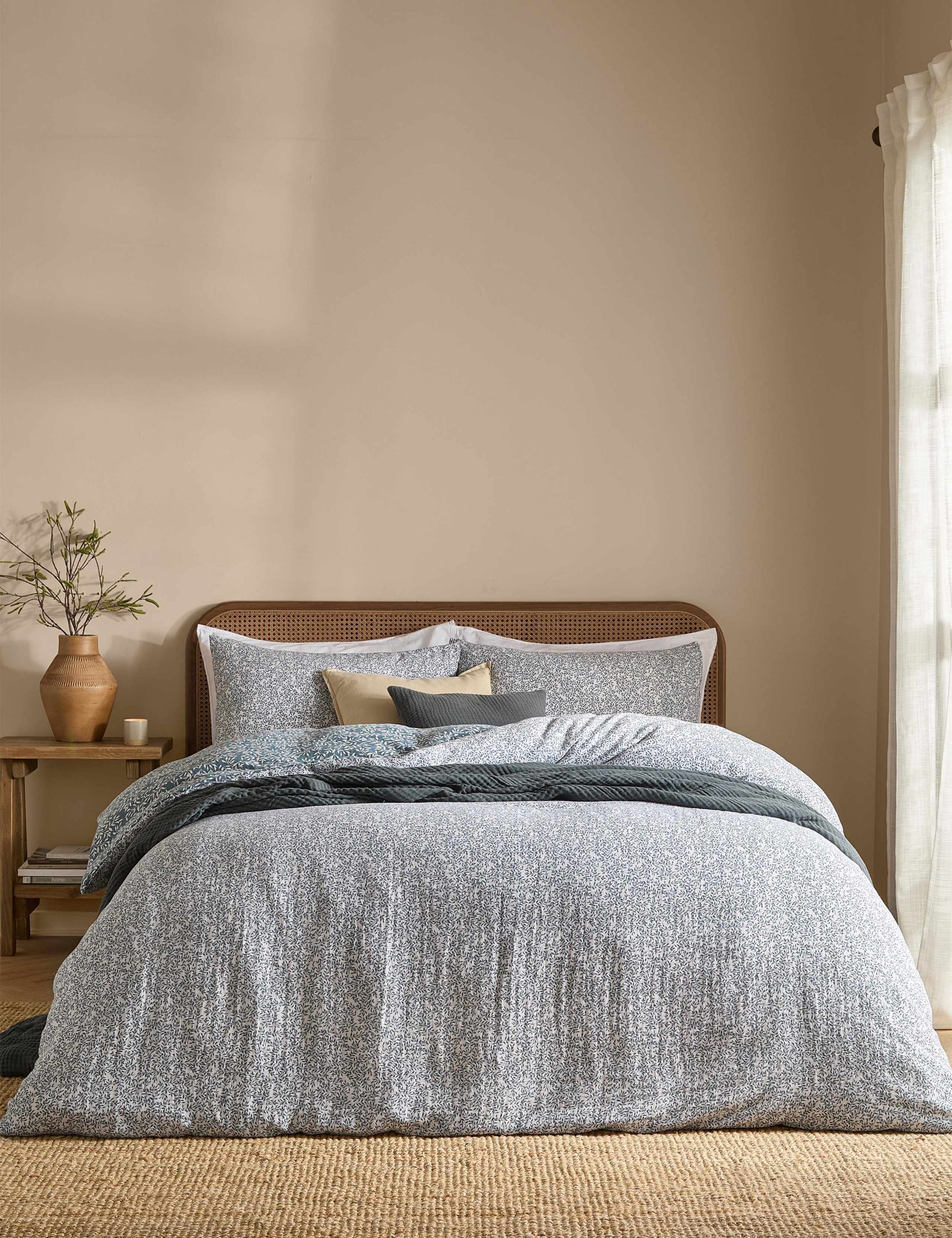 Perrie Leaf Pure Cotton Muslin Bedding Set