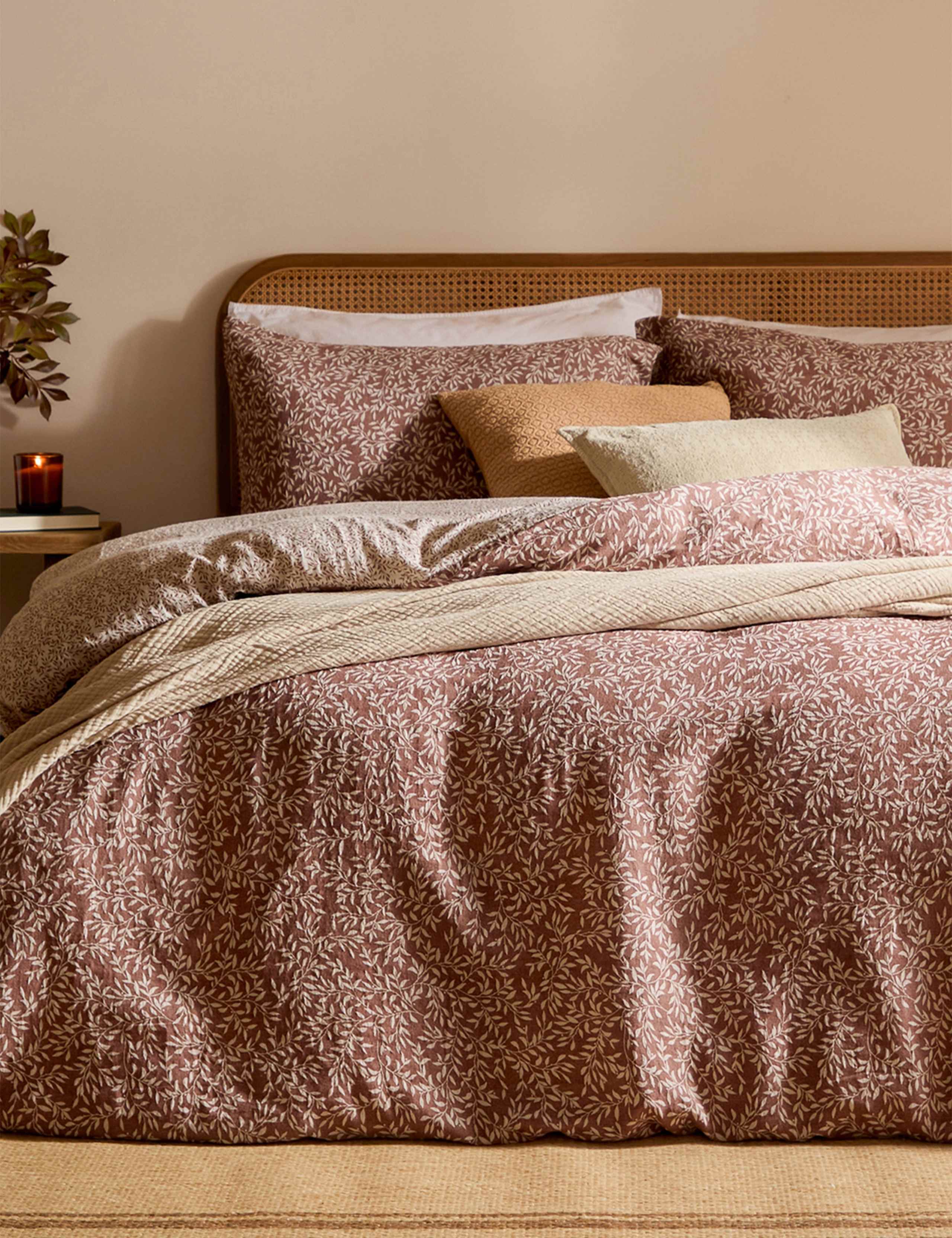 Perrie Leaf Pure Cotton Muslin Bedding Set