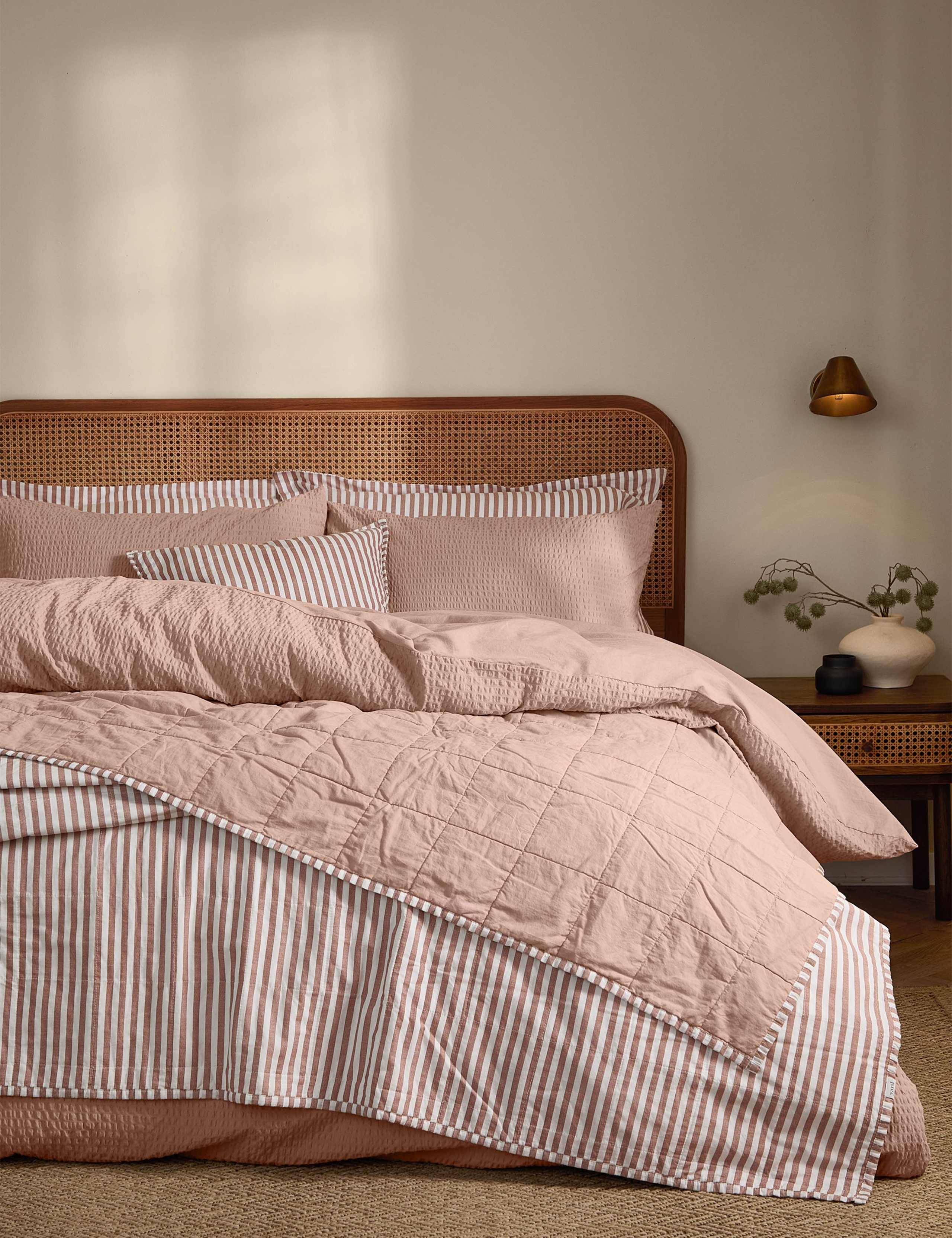 Hebden Washed Striped Quilted Bedspread