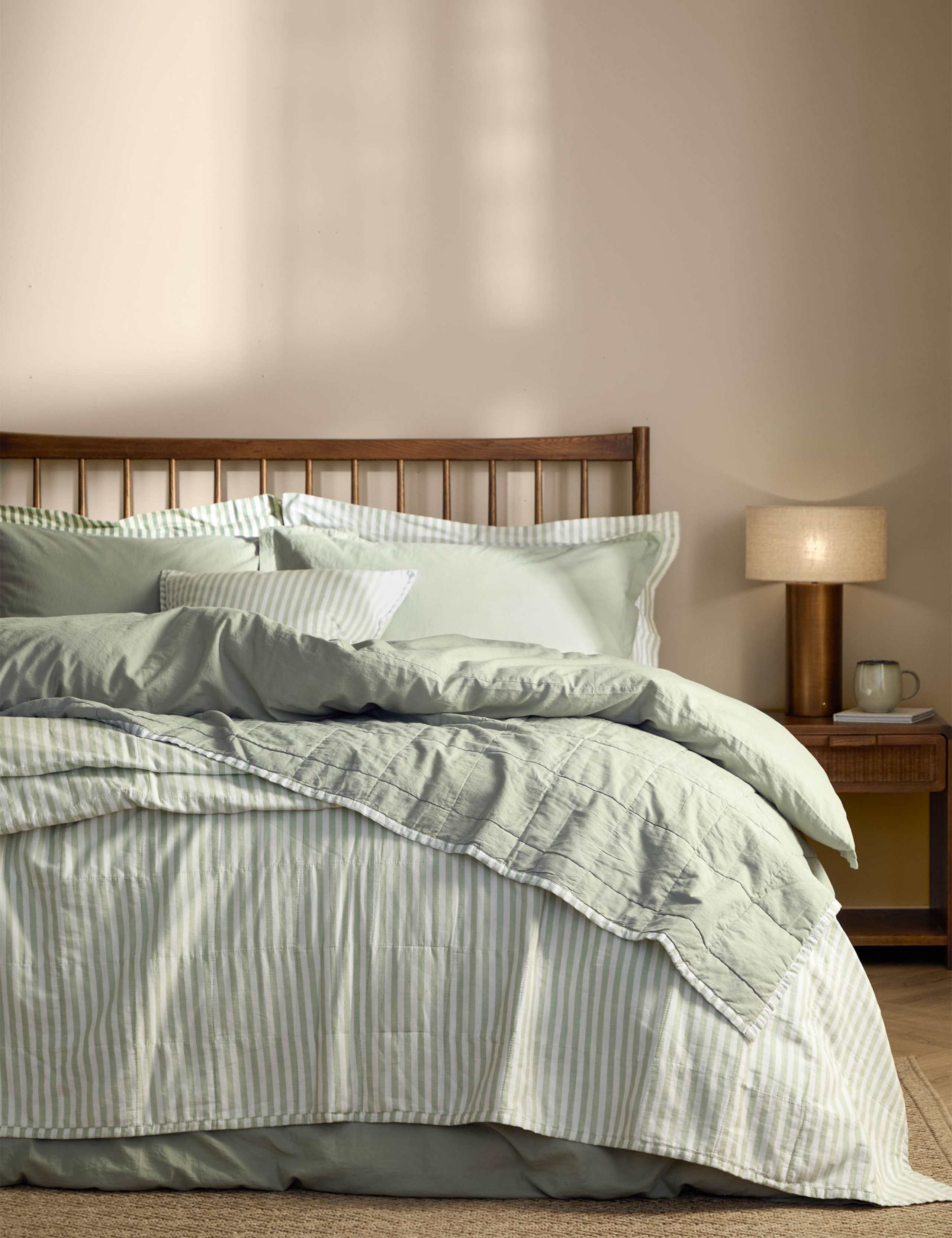 Hebden Washed Striped Quilted Bedspread