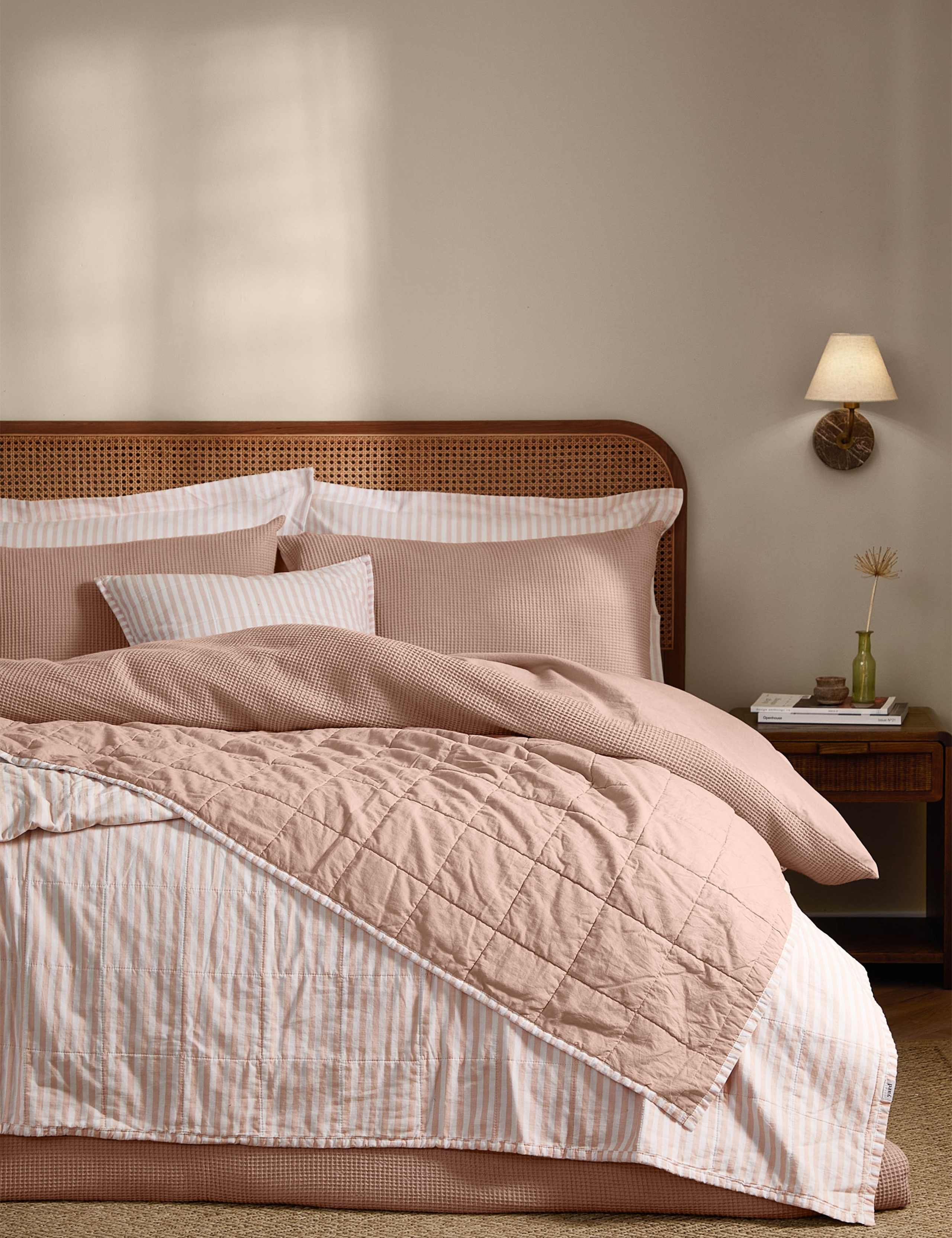Hebden Washed Striped Quilted Bedspread
